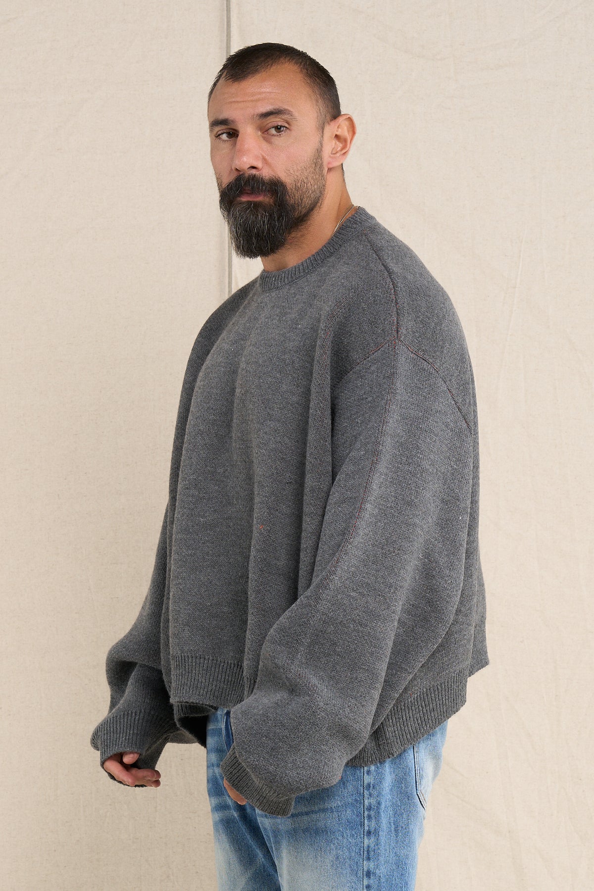 Maglione BigOver In Lana Grigio