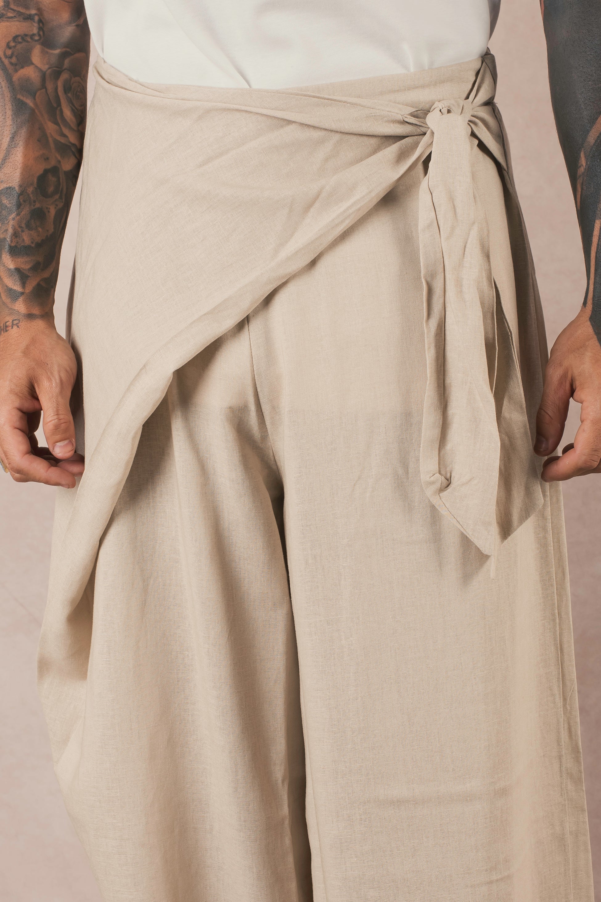 PantPareo Palazzo In Lino Beige