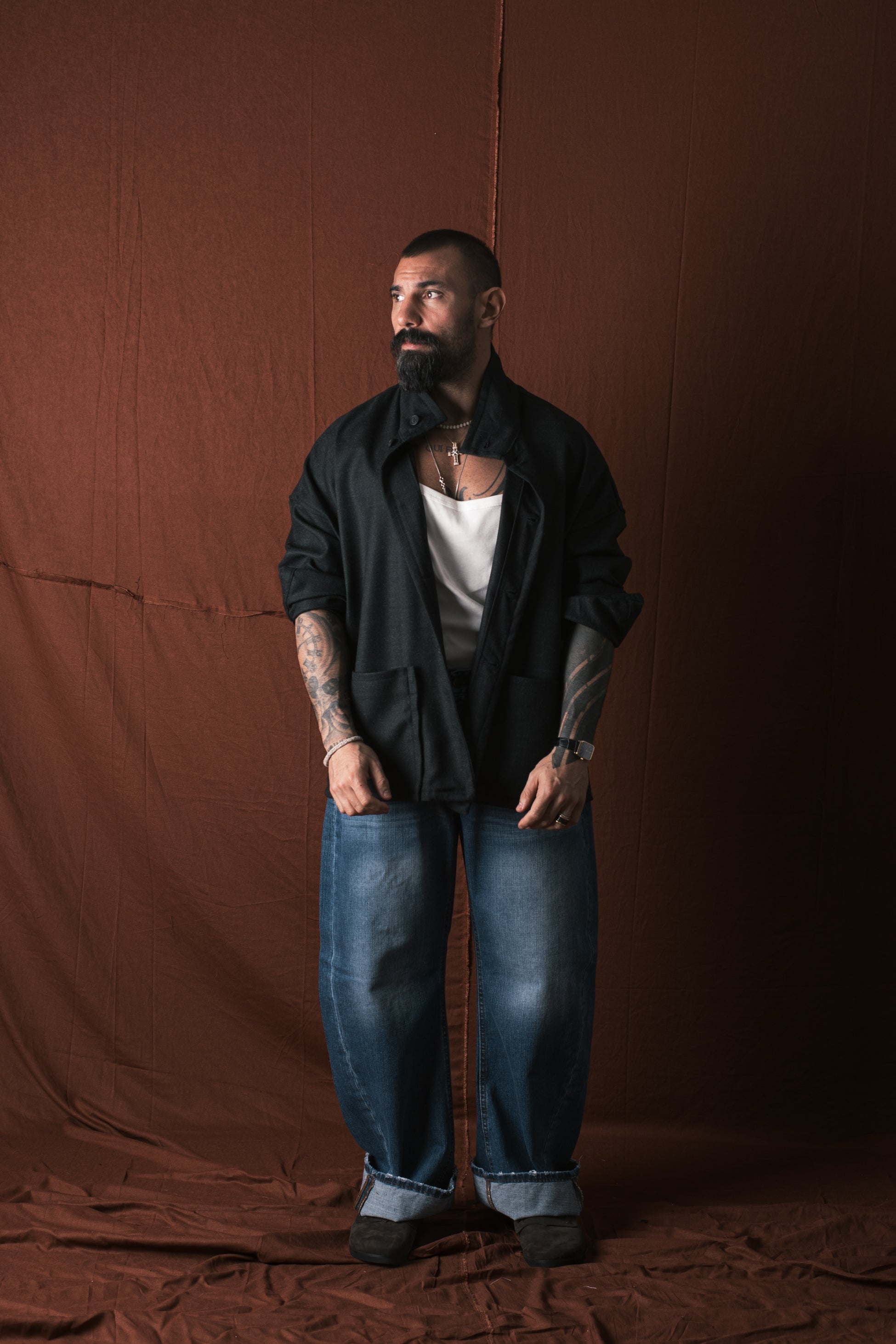 Giacca/Camicia In Lana Nero