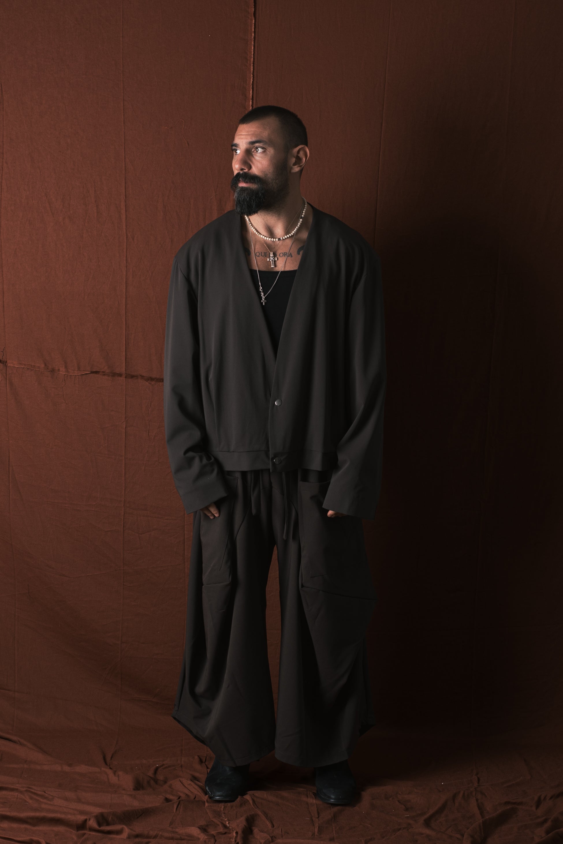 Giacca Crop Oversize Moro