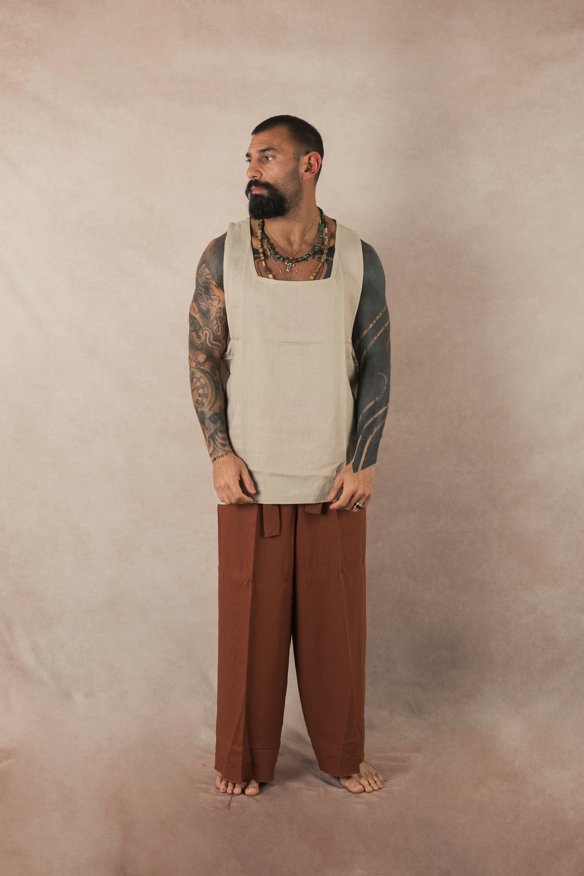 Beige Linen Tank Top