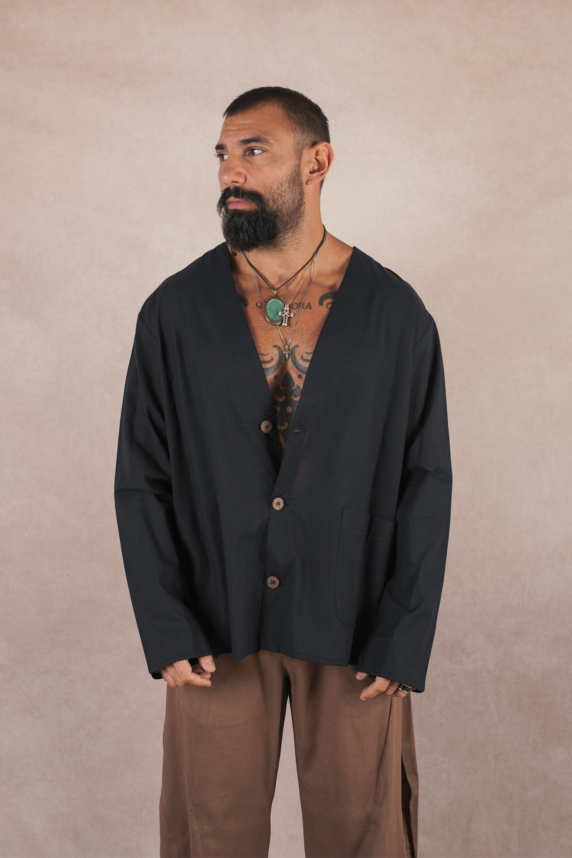 Camicia 3 bottoni In cotone nero