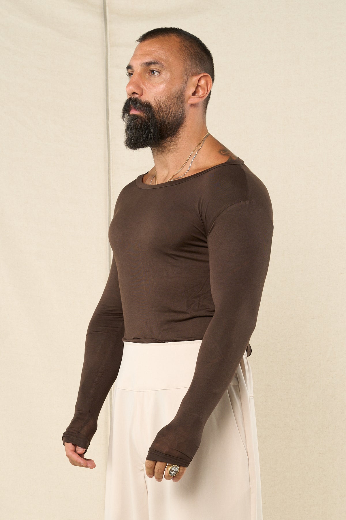 Viscose L/S T-shirt Dark Brown