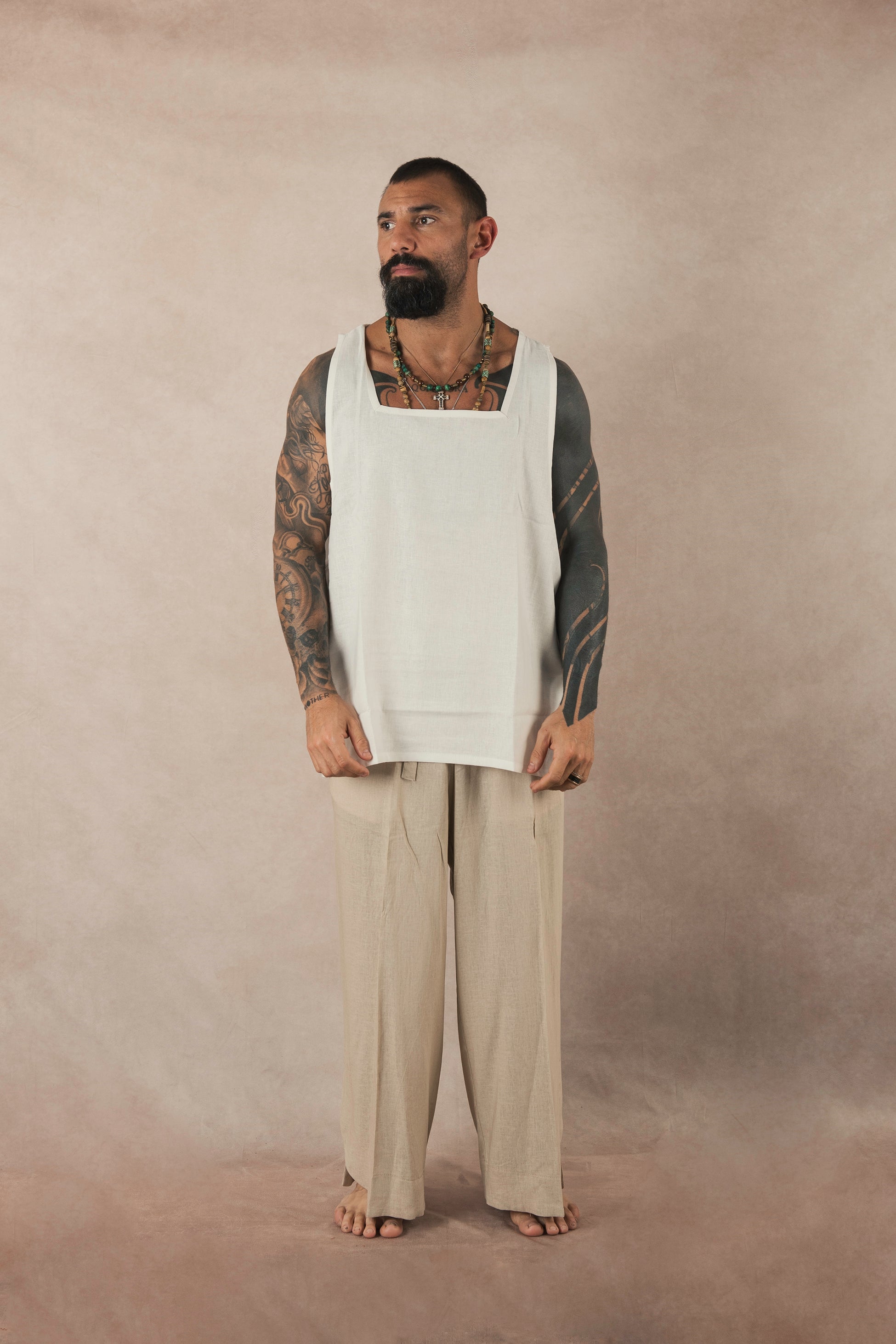 White Linen Tank Top