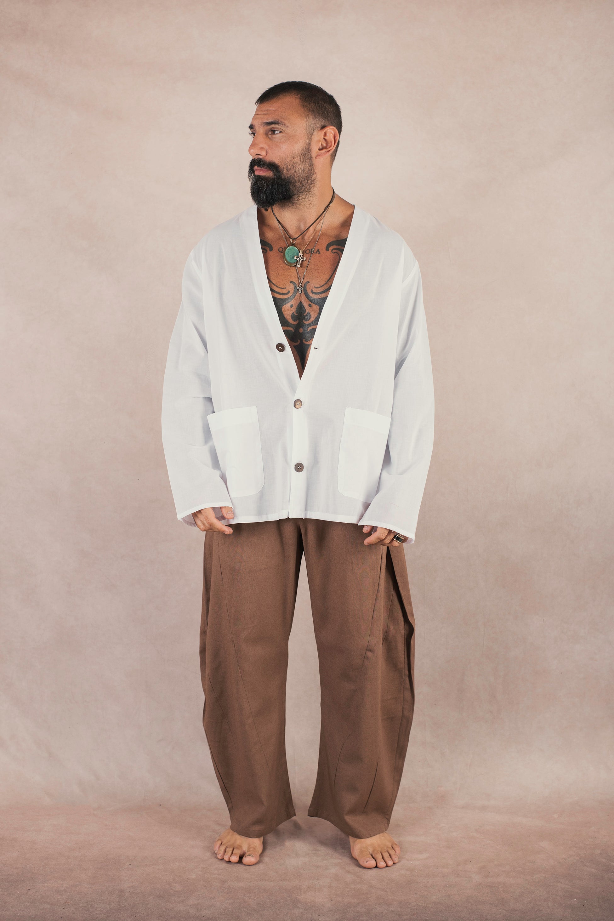 Camicia 3 bottoni In cotone bianco