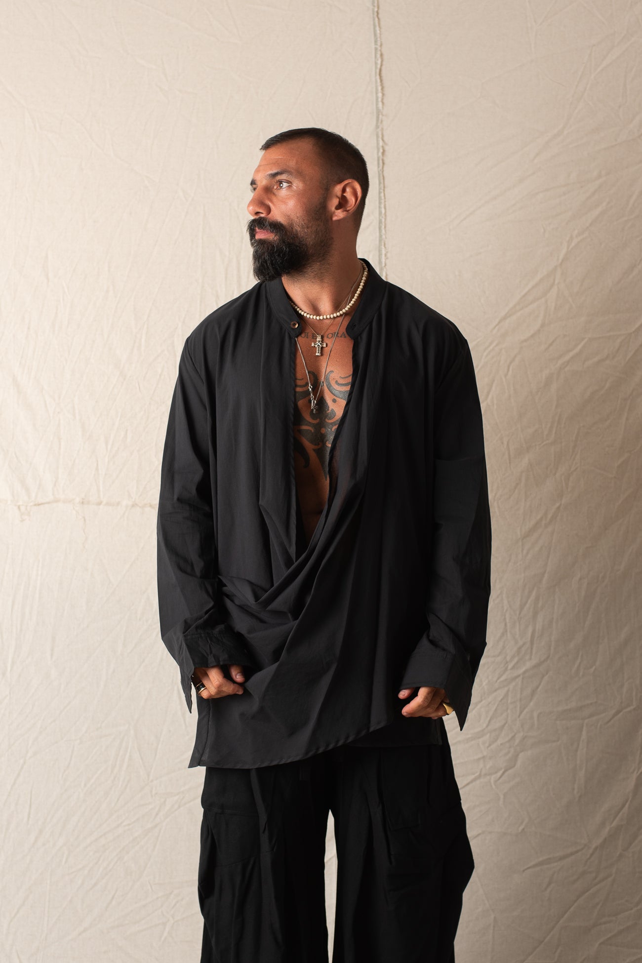 Camicia Asimmetrica Nero