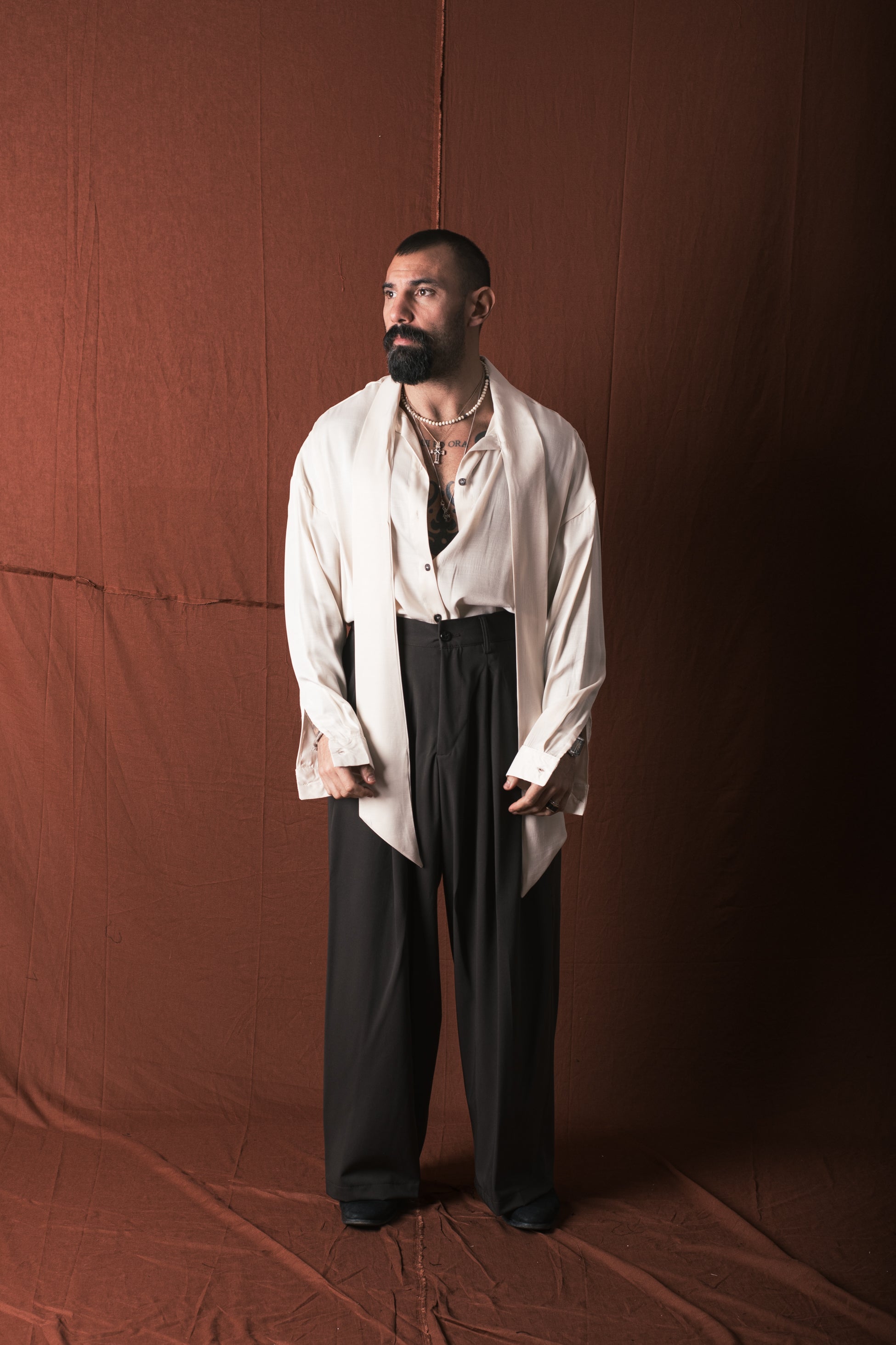 Camicia Con Foulard Avorio