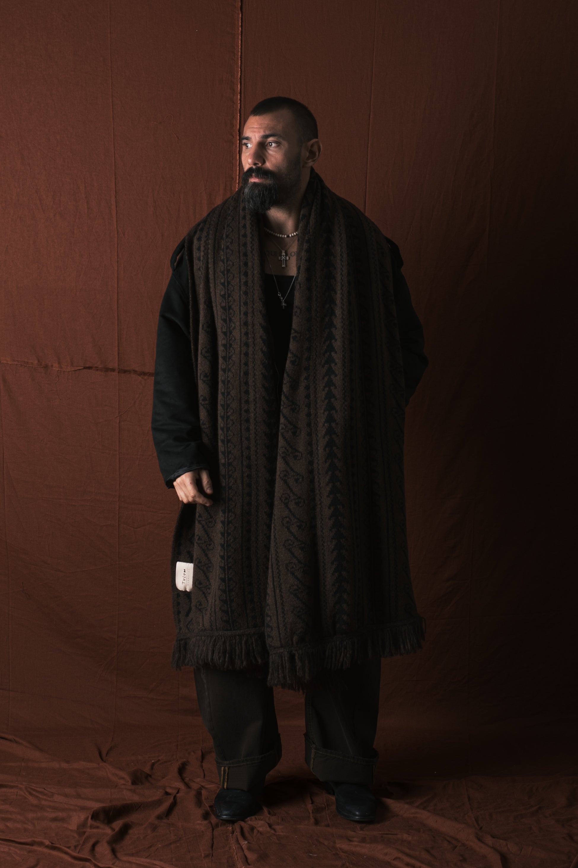 Sciarplaid In Lana  Moro/Nero