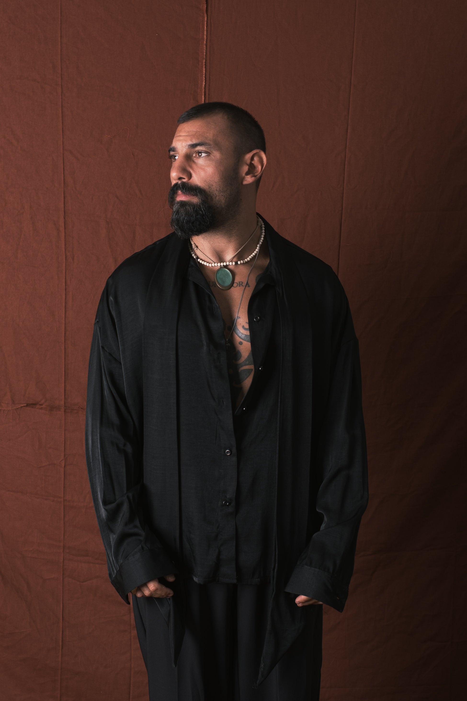 Camicia Con Foulard Nero
