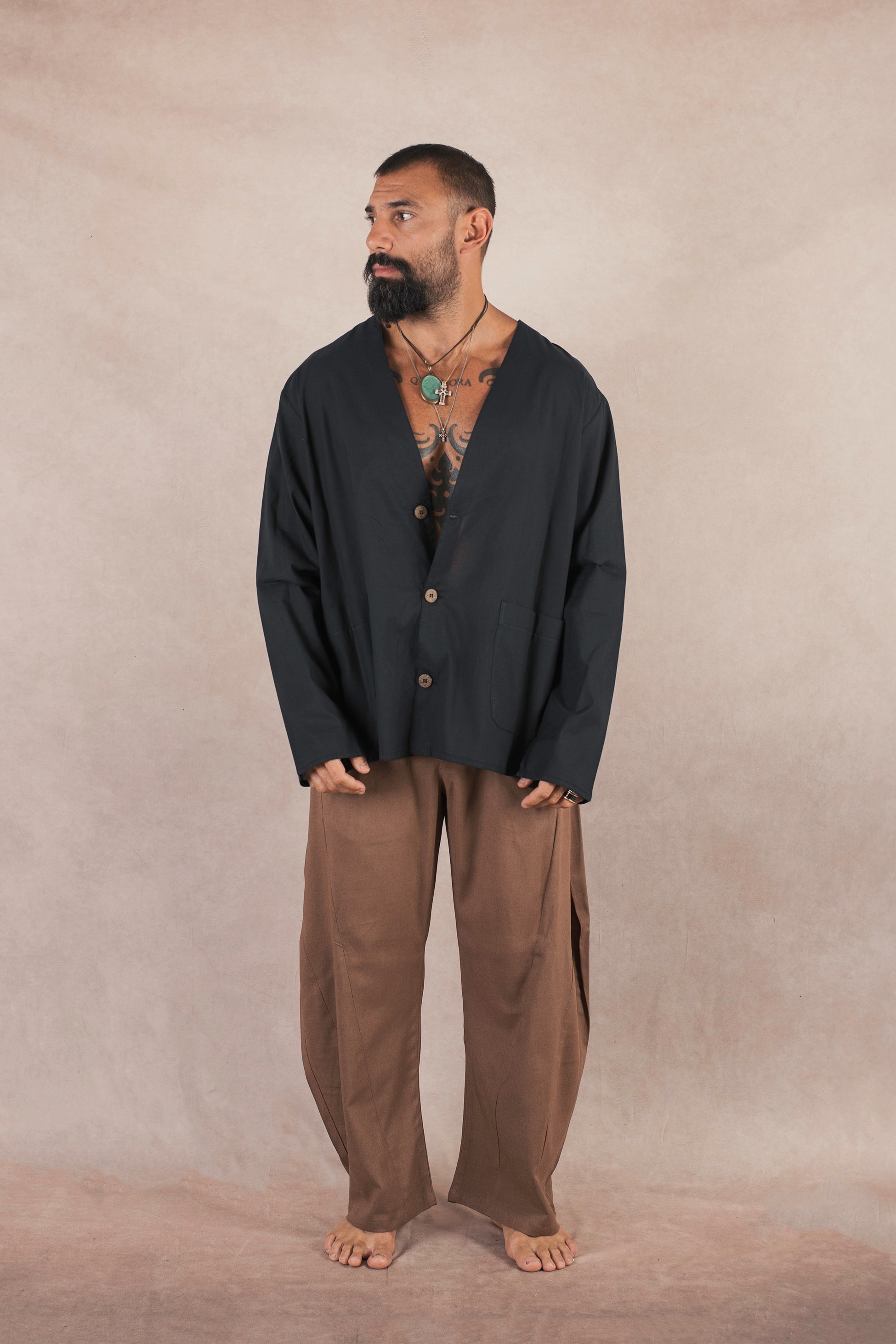 Camicia 3 bottoni In cotone nero