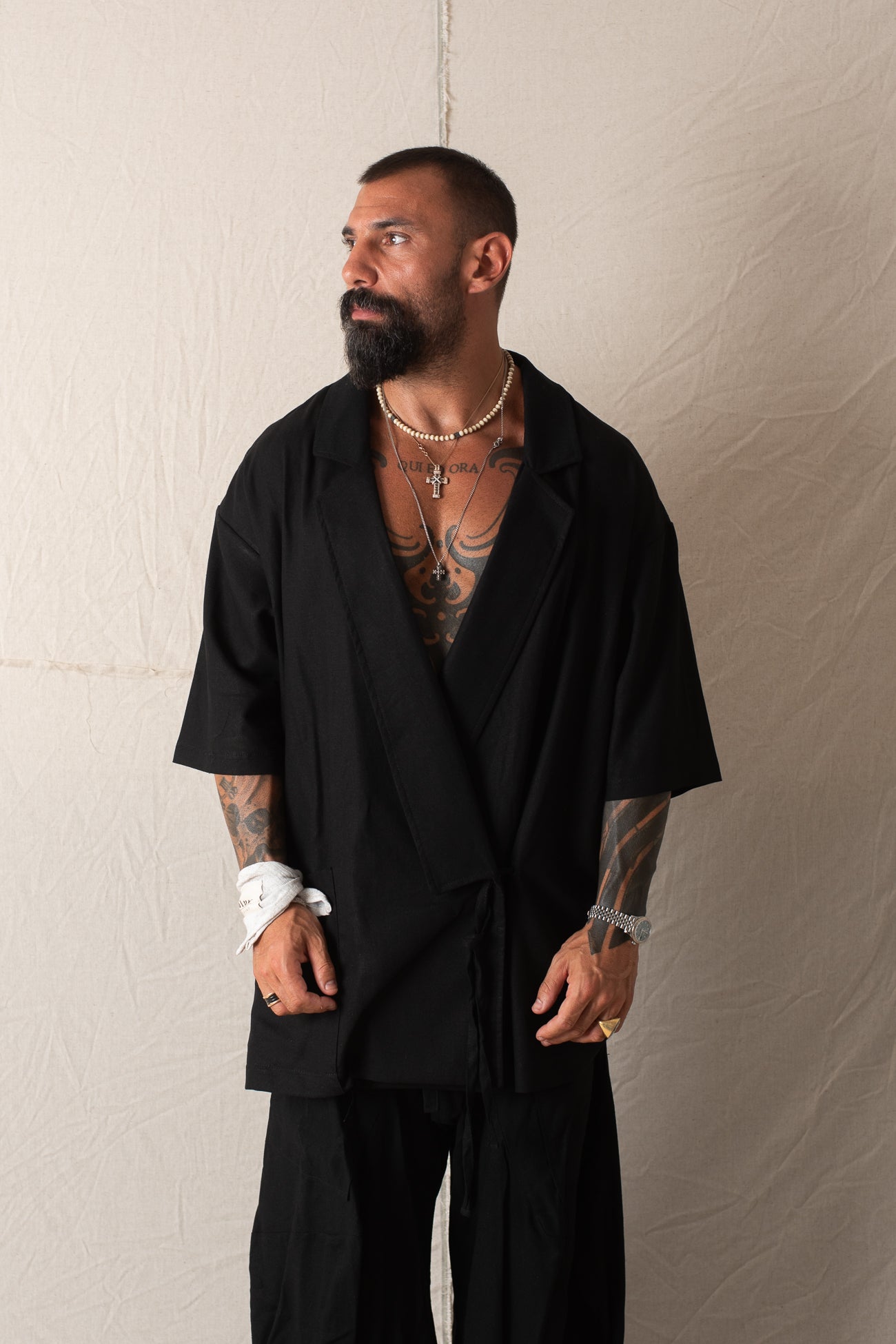 Giacca Camicia Mezza Manica Nero