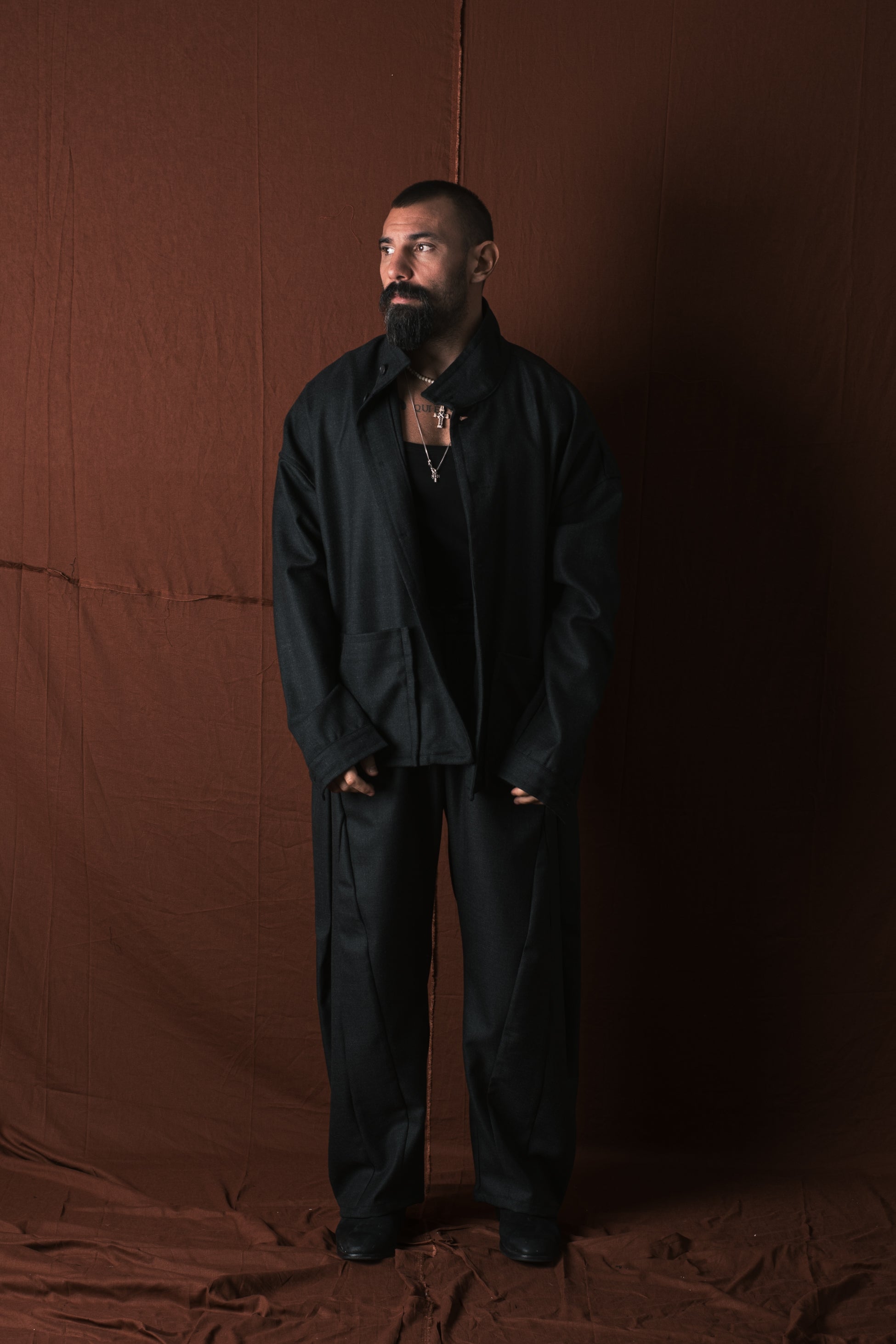 Giacca/Camicia In Lana Nero