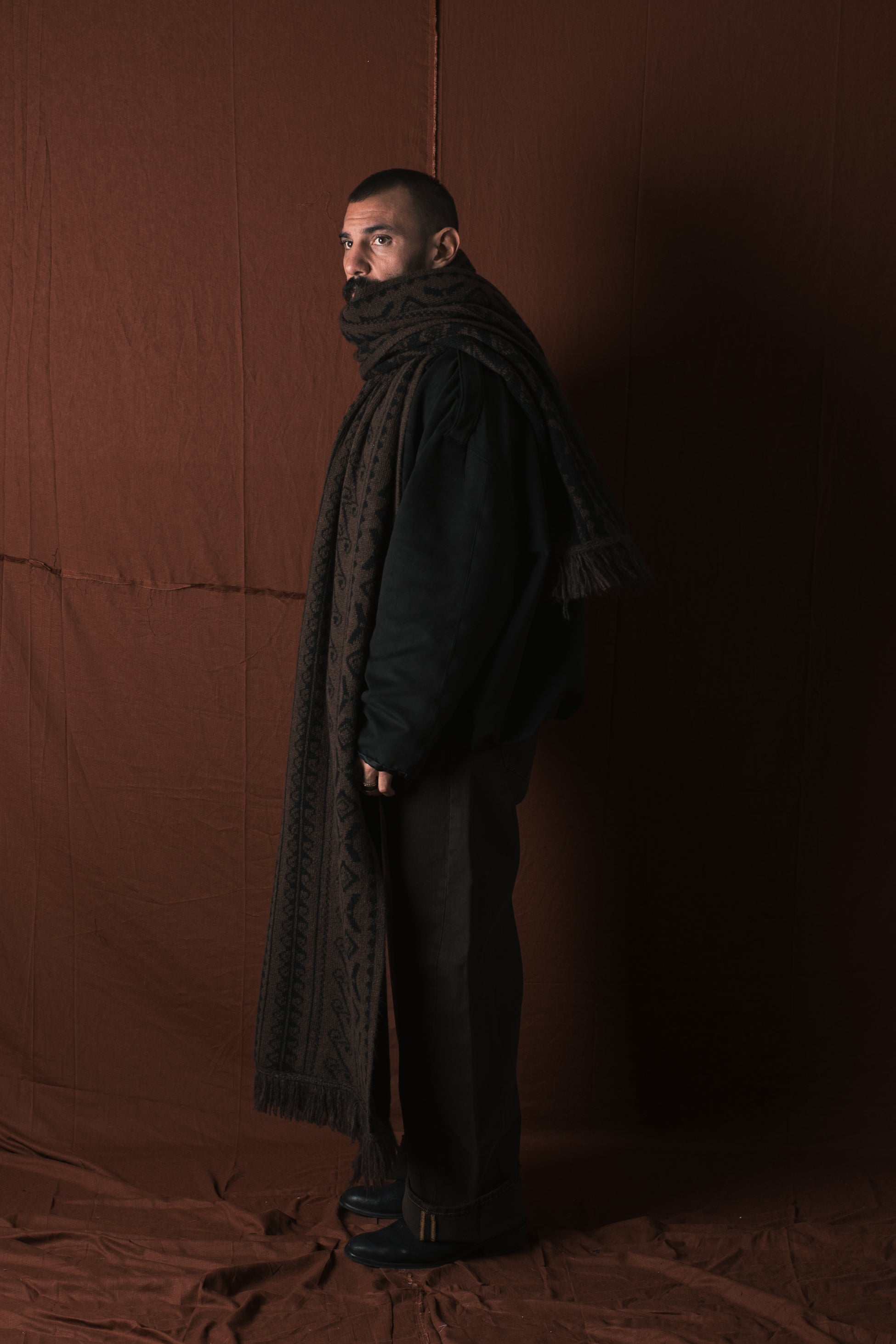 Sciarplaid In Lana  Moro/Nero