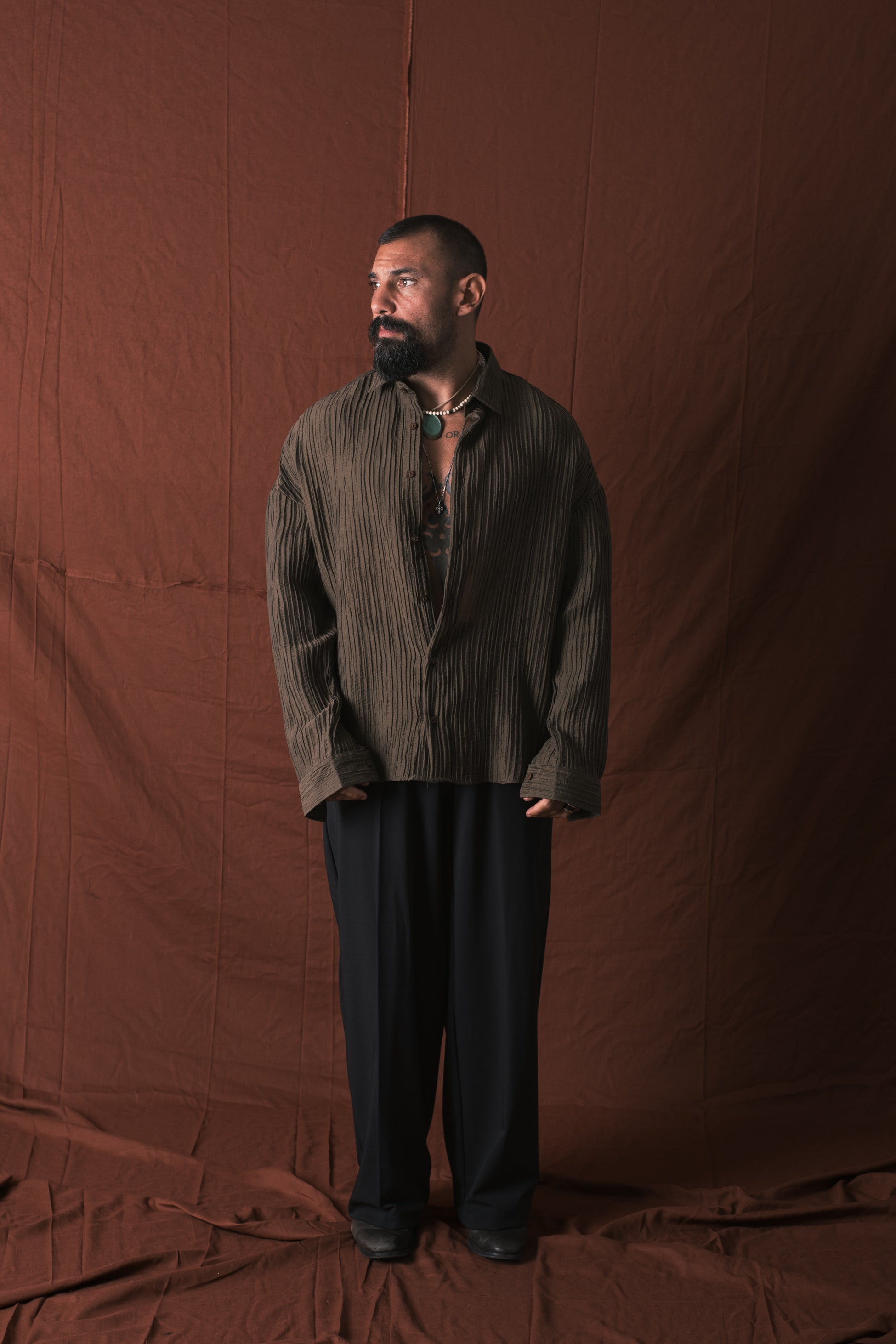 Camicia Plissettata Taupe