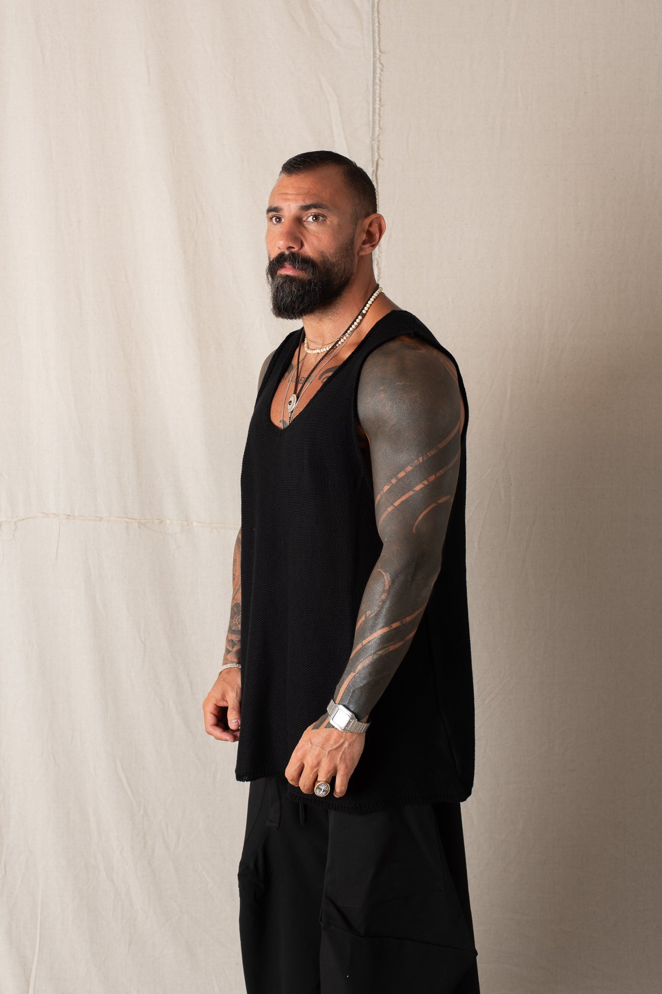 Canotta In Maglia Nero