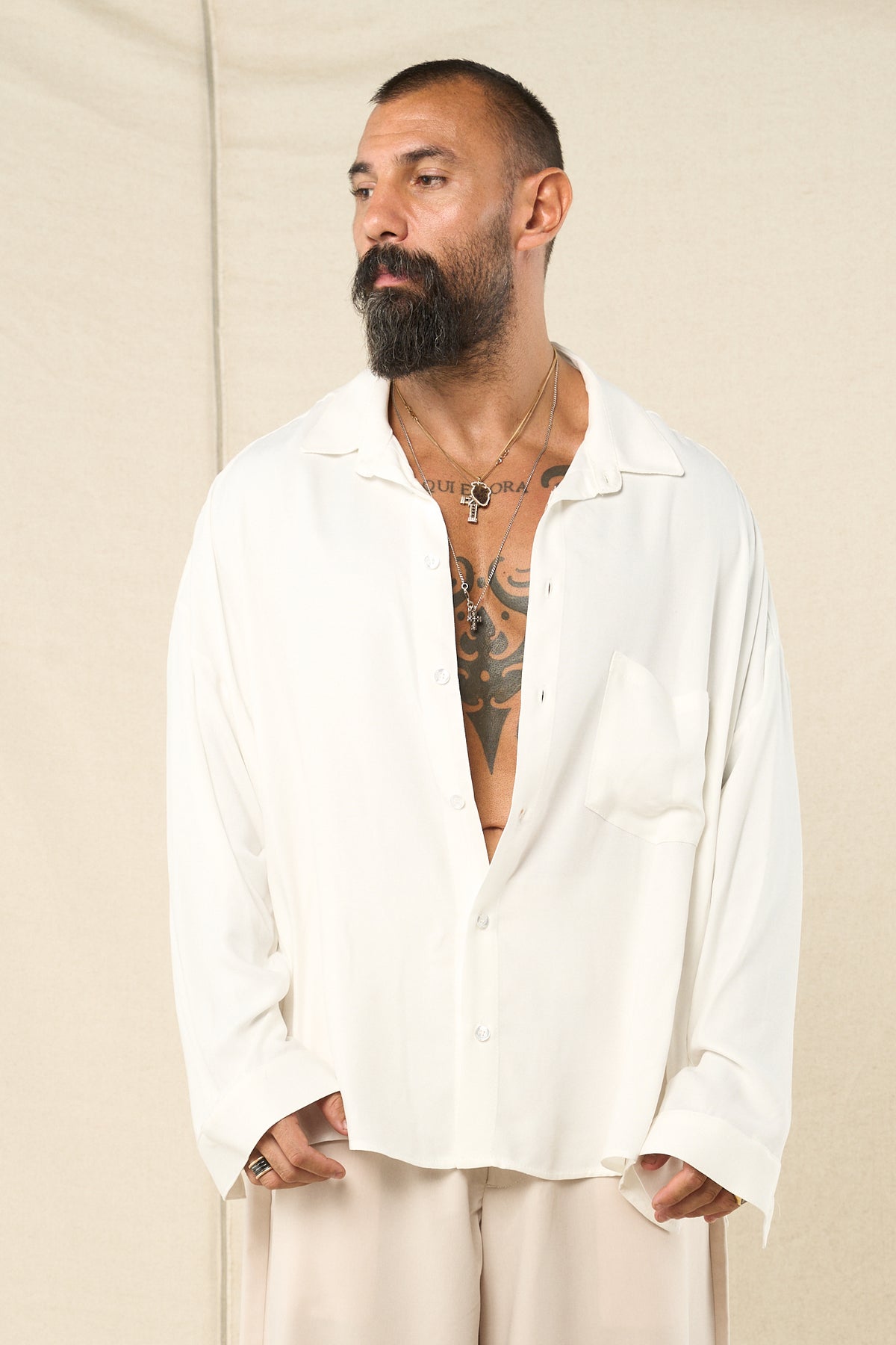 Camicia BigOver Viscosa  Bianco