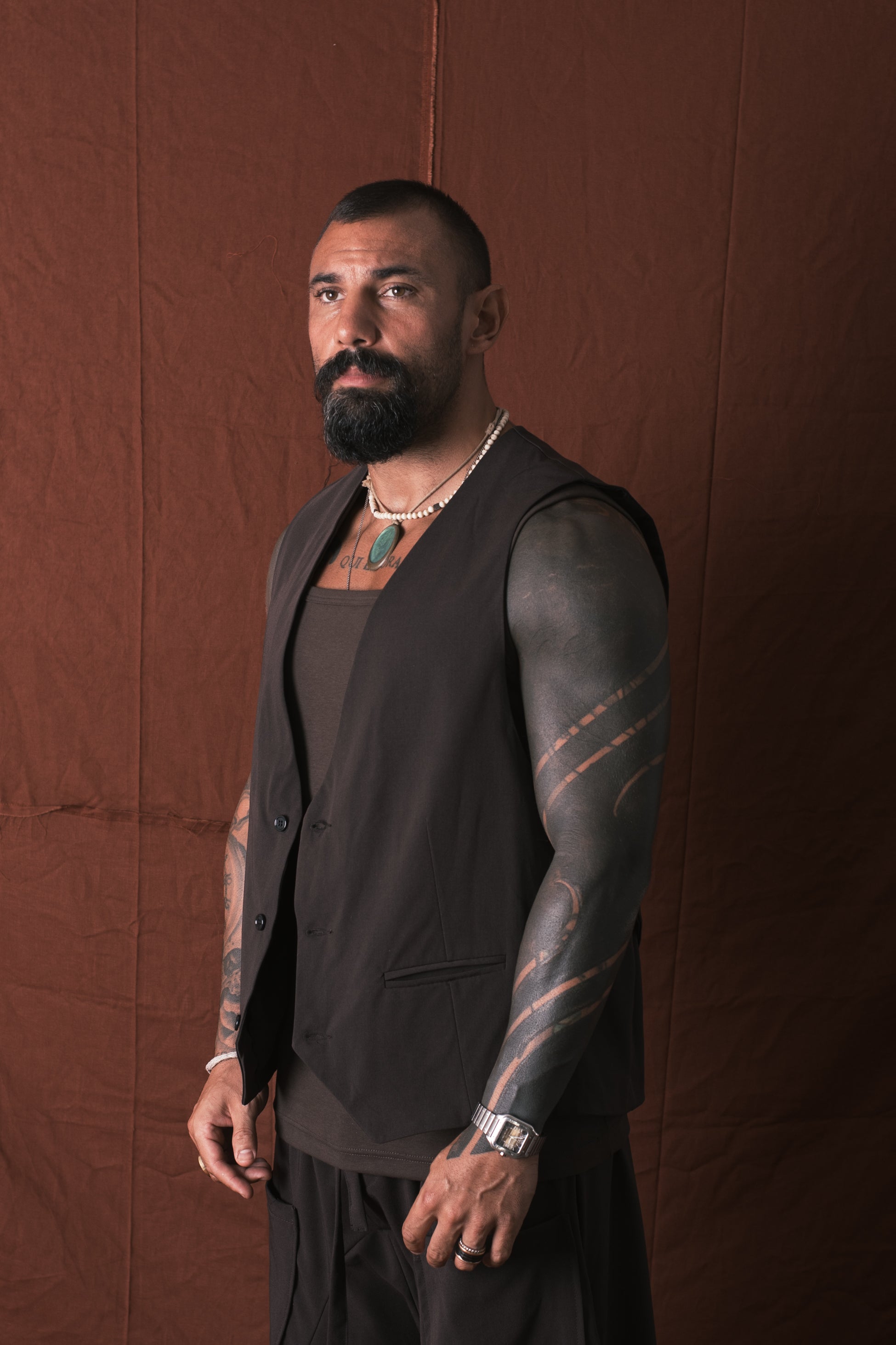 Gilet 3 Bottoni Moro