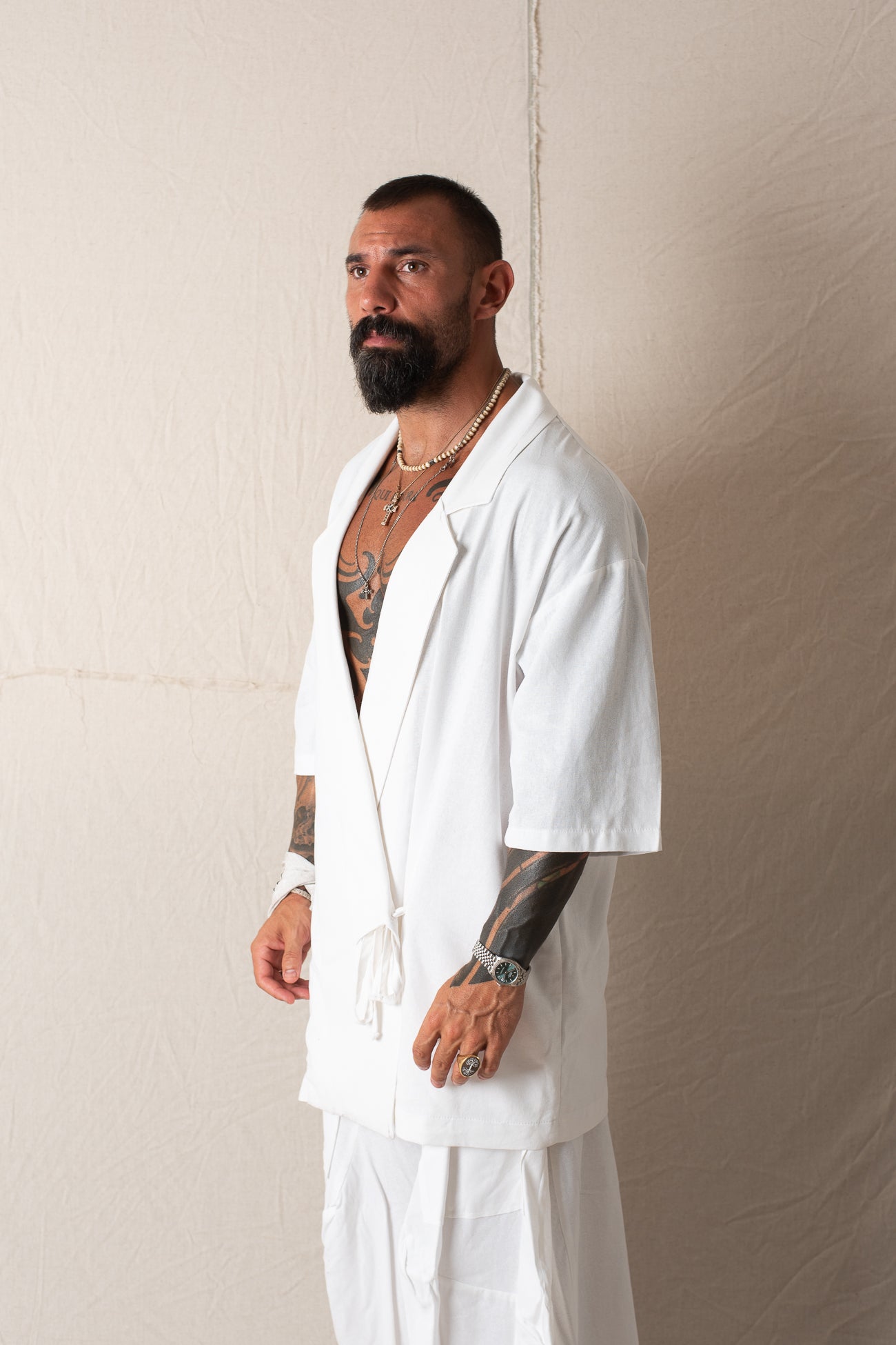 Giacca Camicia Mezza Manica Bianco