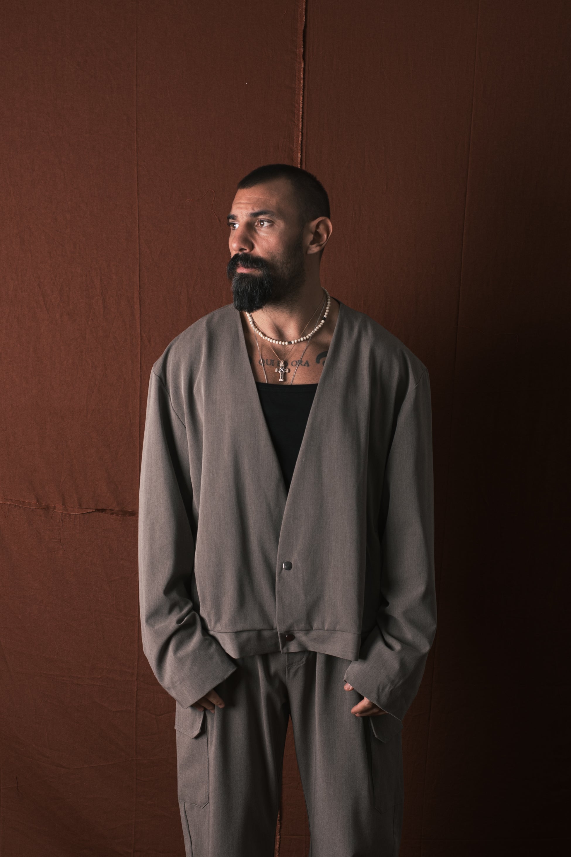 Giacca Crop Oversize Taupe