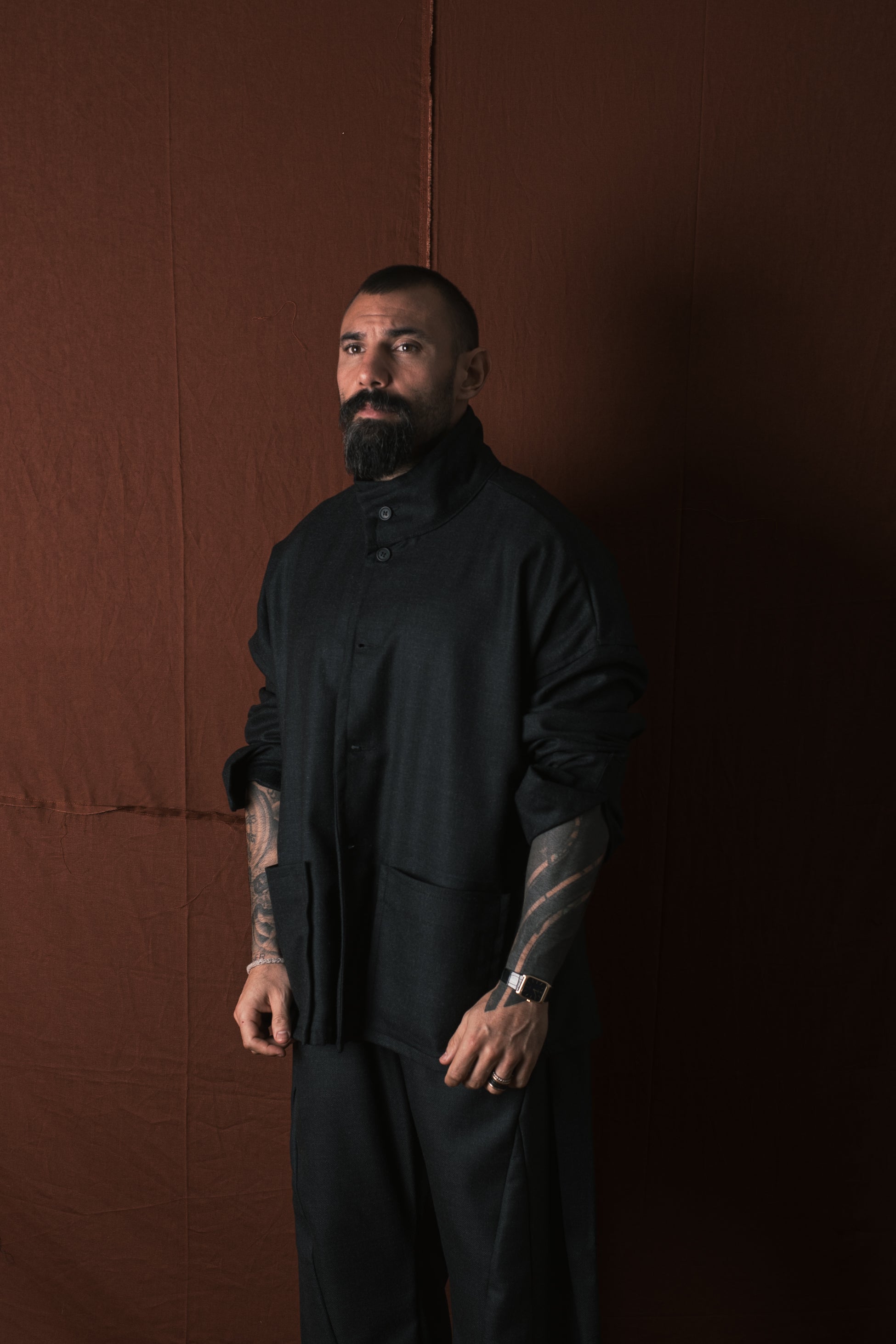 Giacca/Camicia In Lana Nero