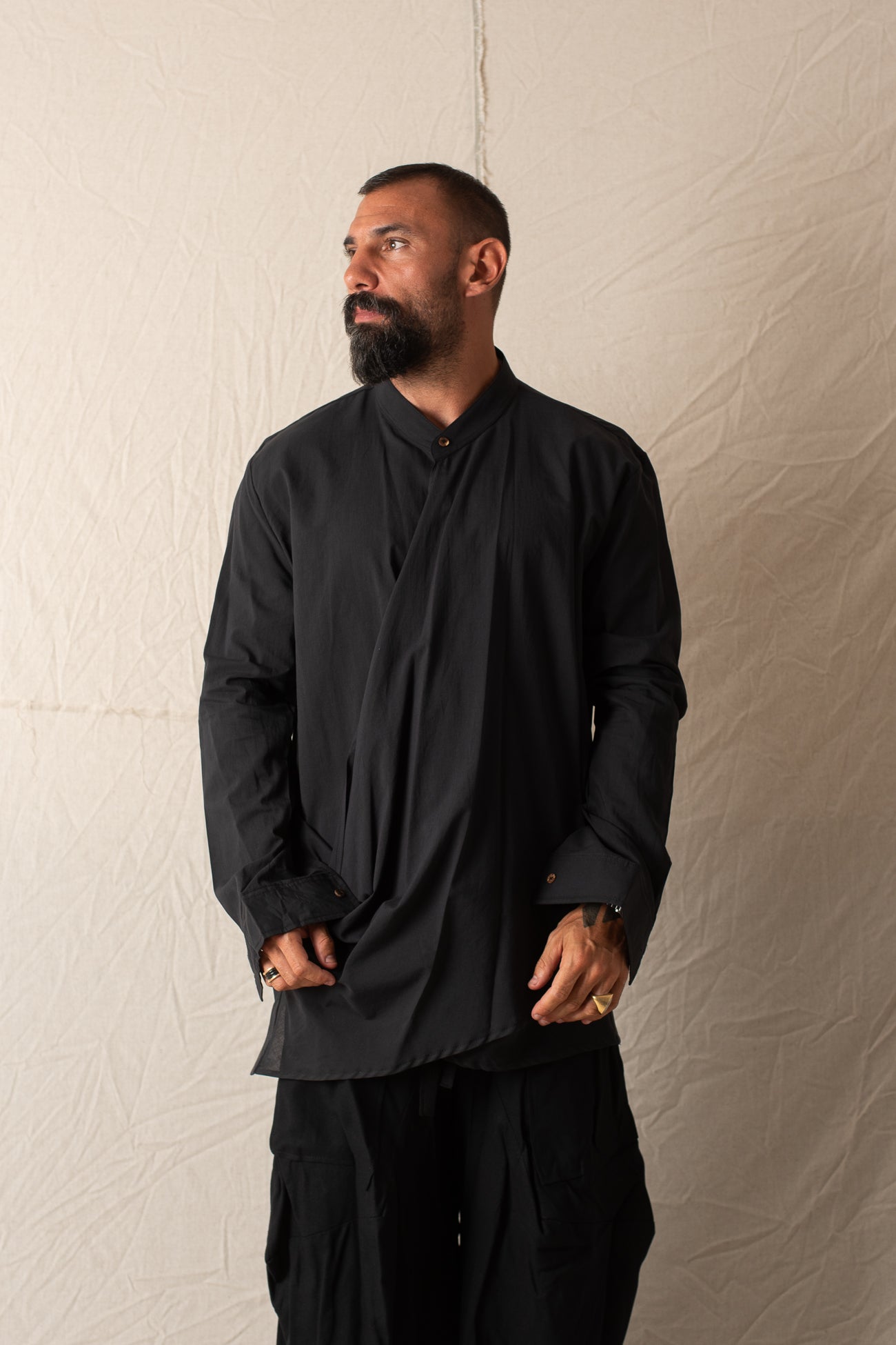 Camicia Asimmetrica Nero