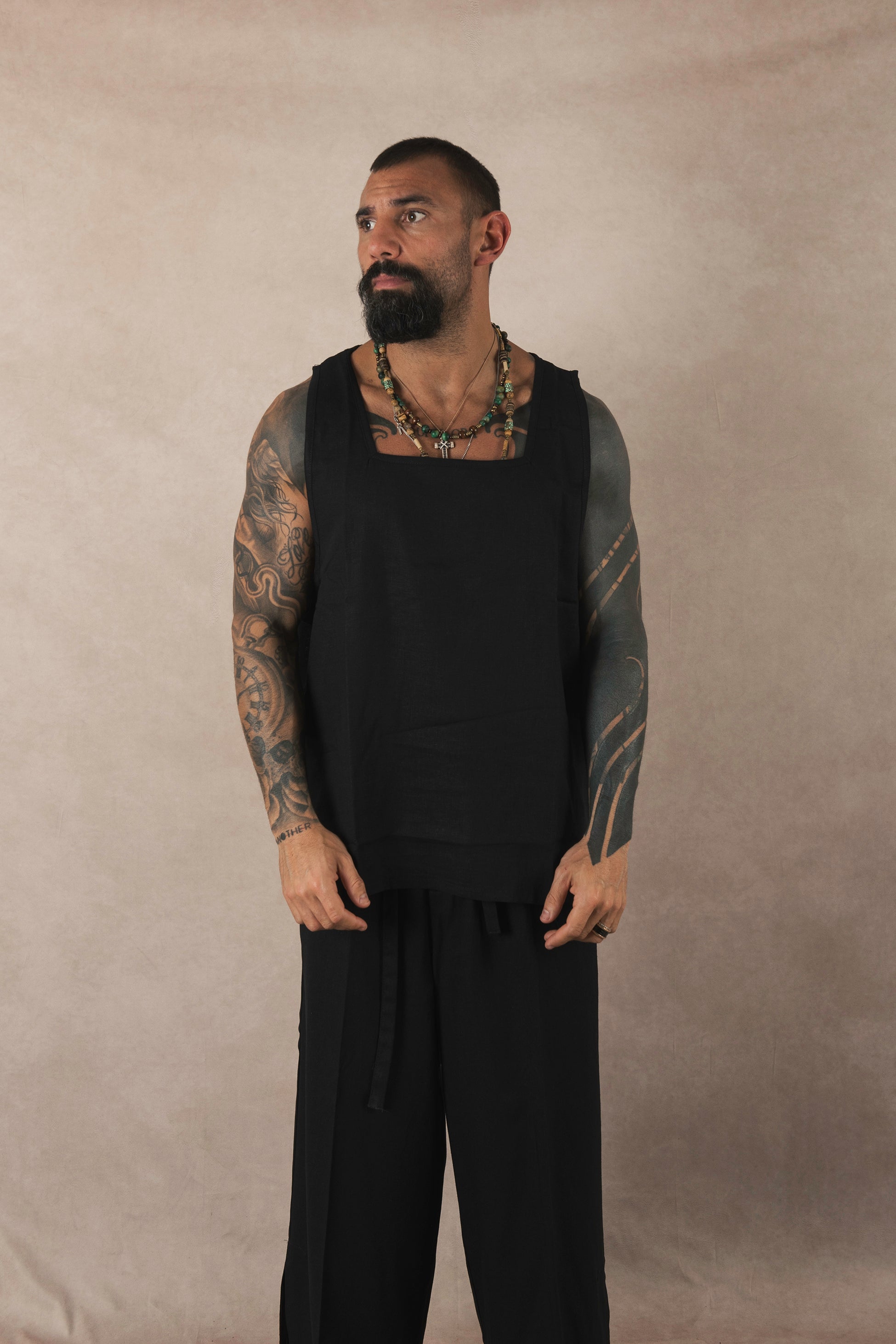 Black Linen Tank Top