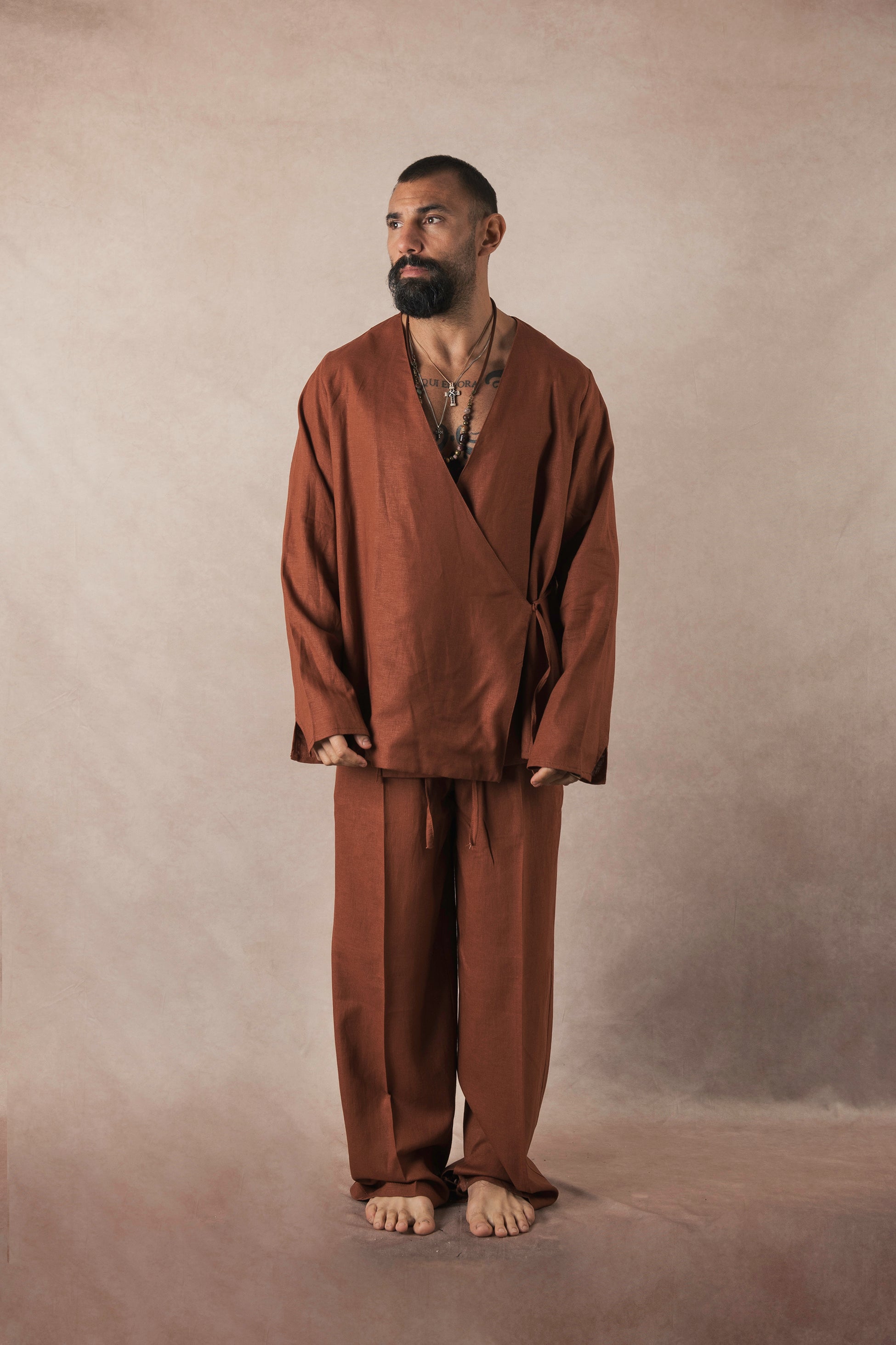 Linen Kimono Jacket Earth