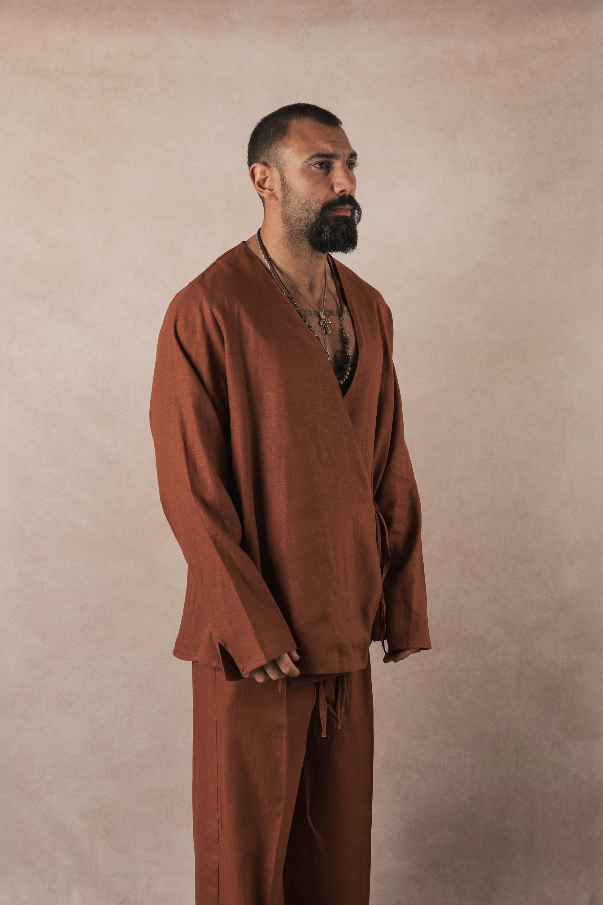 Linen Kimono Jacket Earth