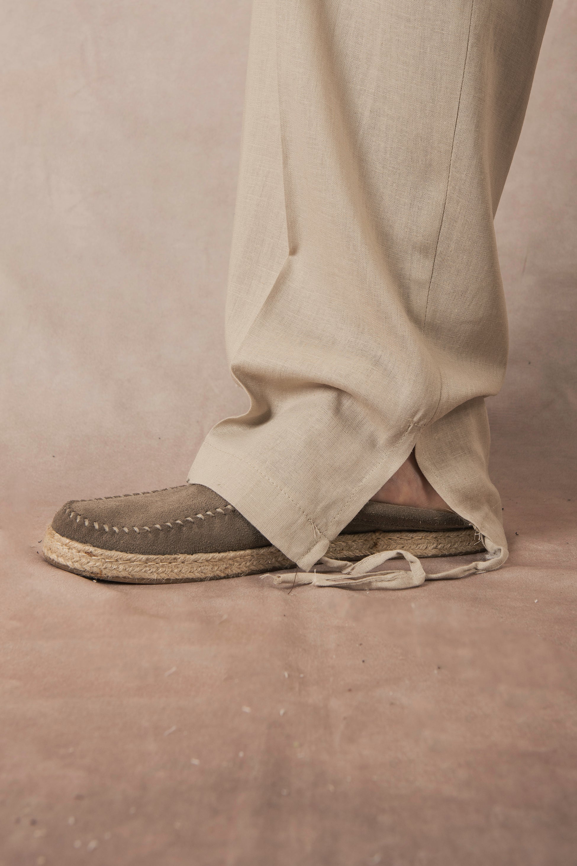 Beige Linen Palazzo Pants