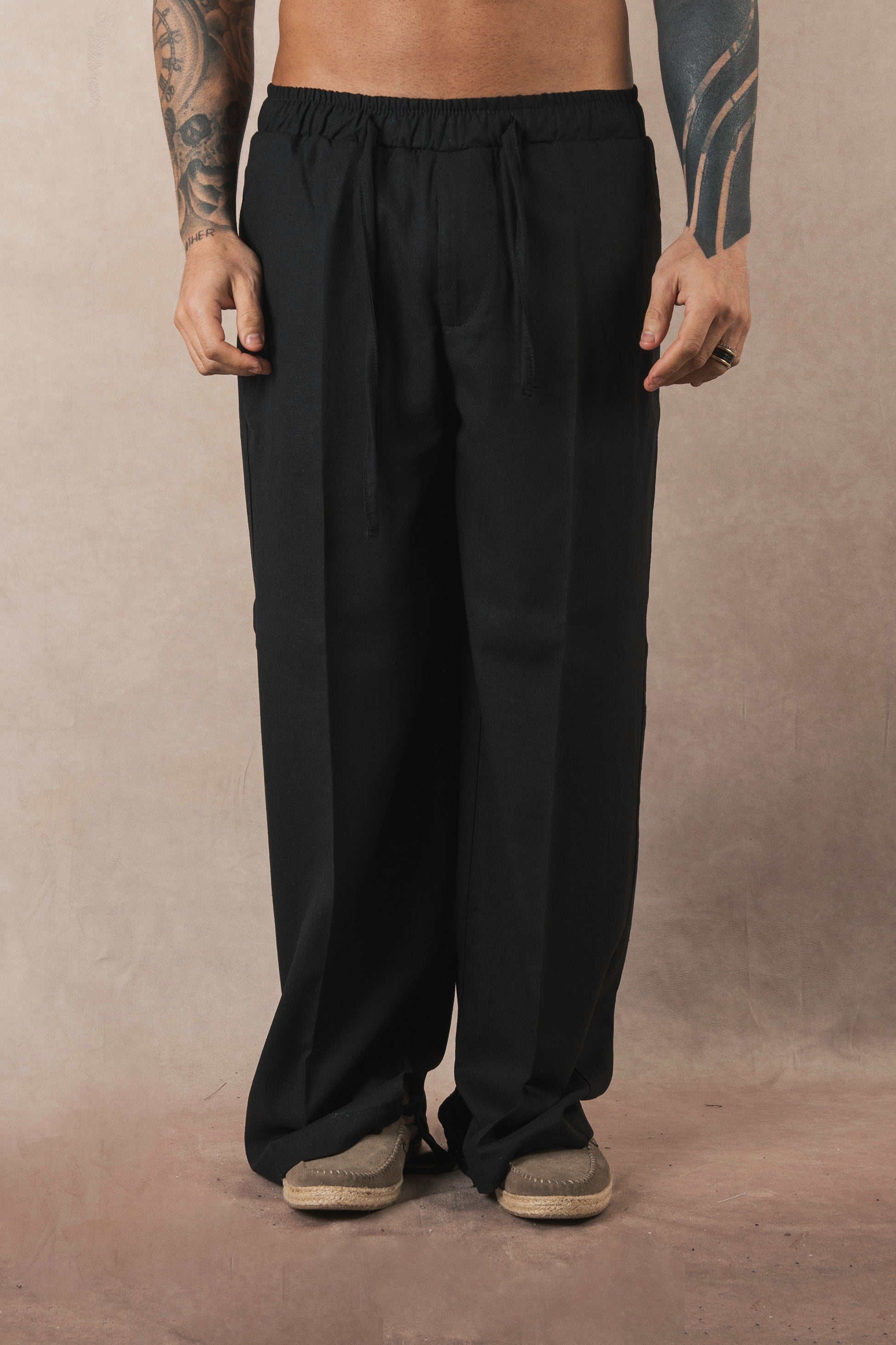 Black Linen Palazzo Pants