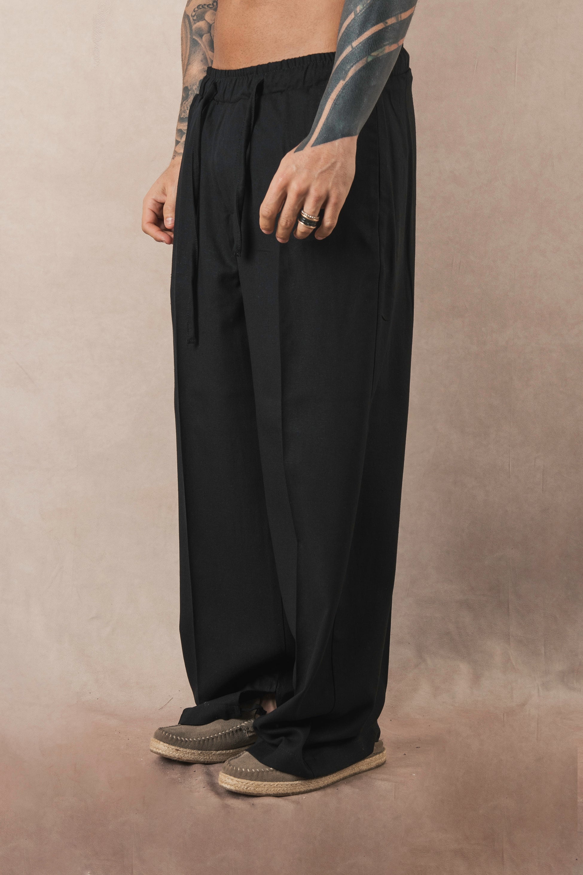 Black Linen Palazzo Pants
