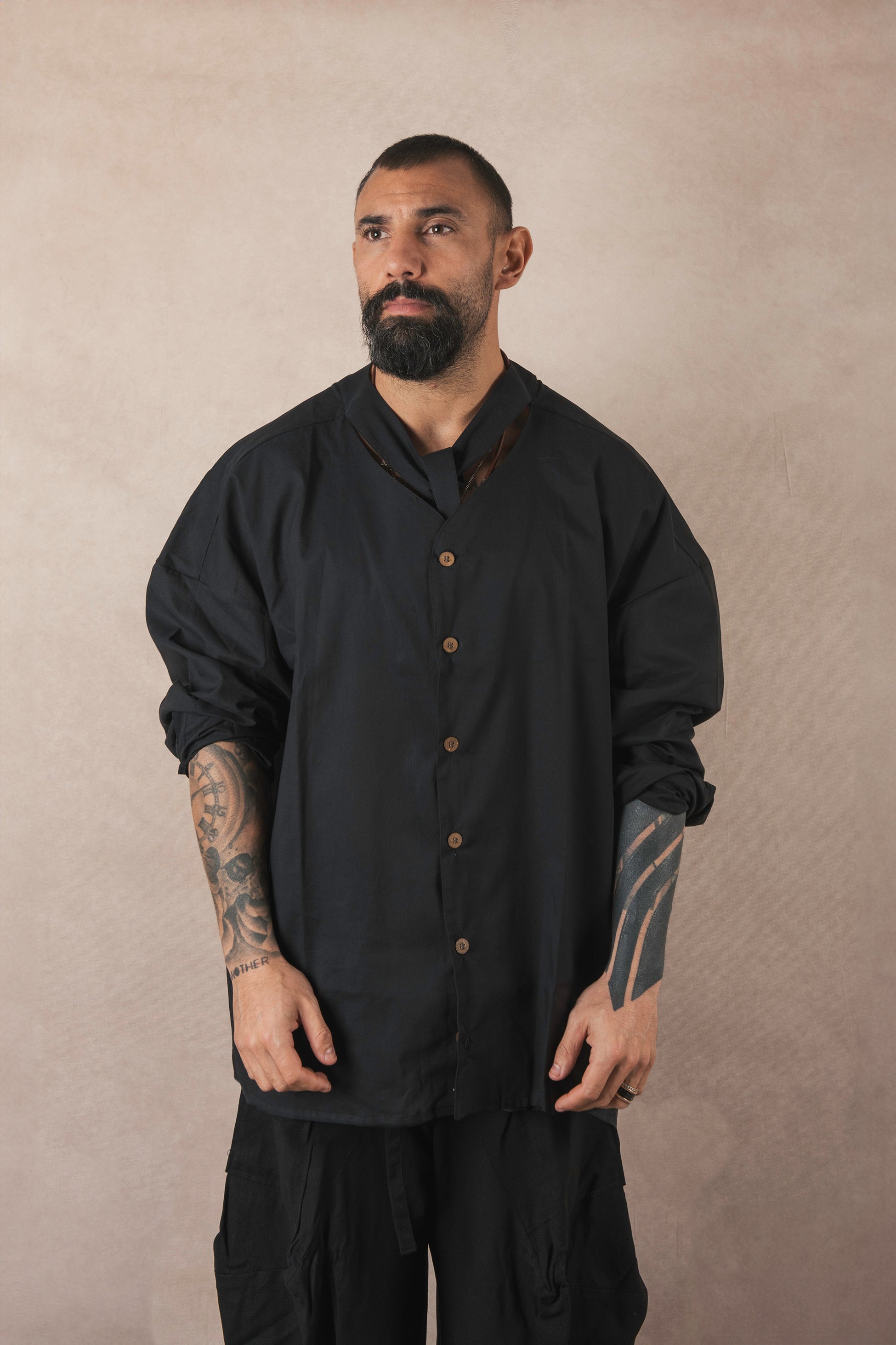 Camicia Con Foulard In Cotone Nero