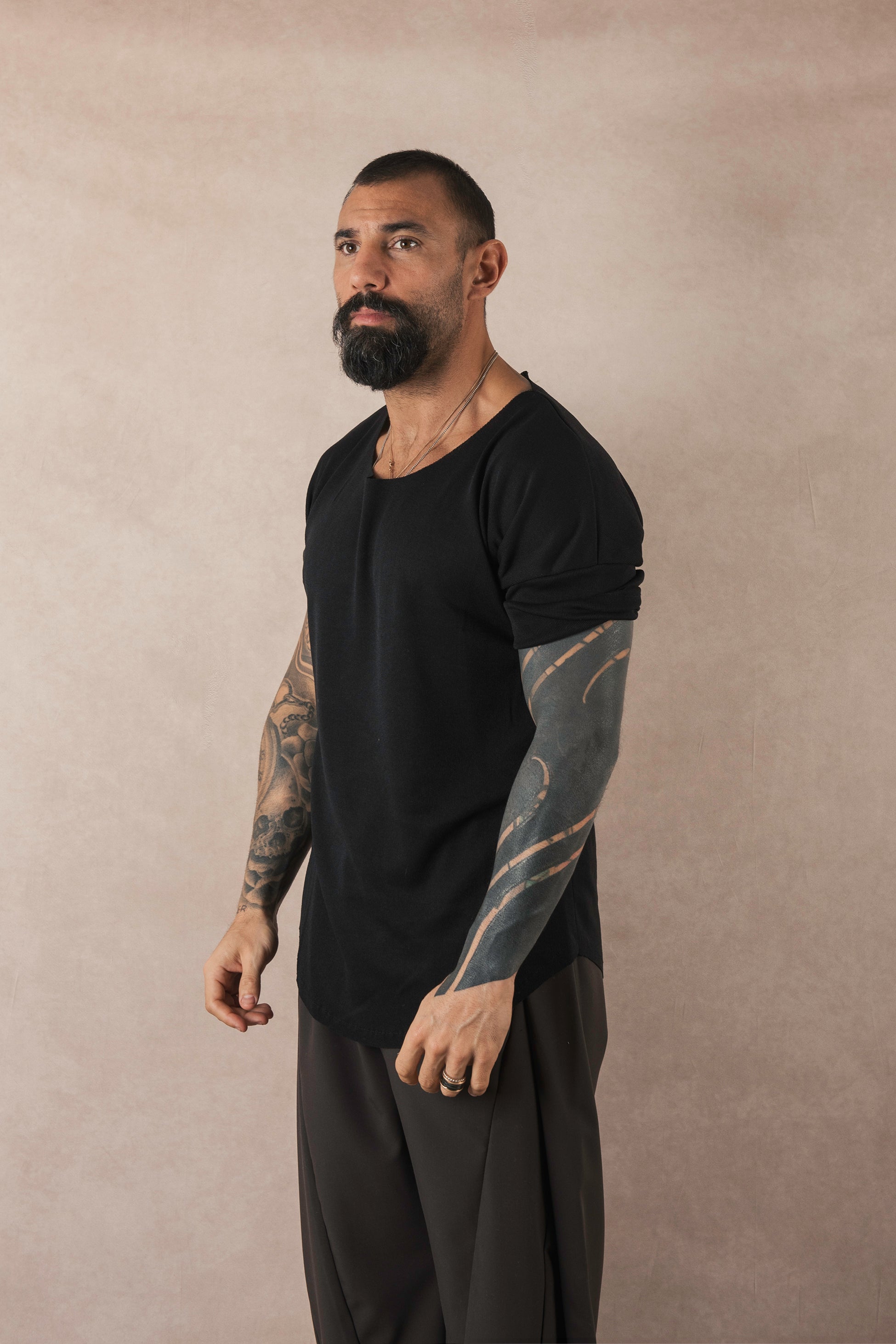 Black Viscose Half Sleeve T-Shirt