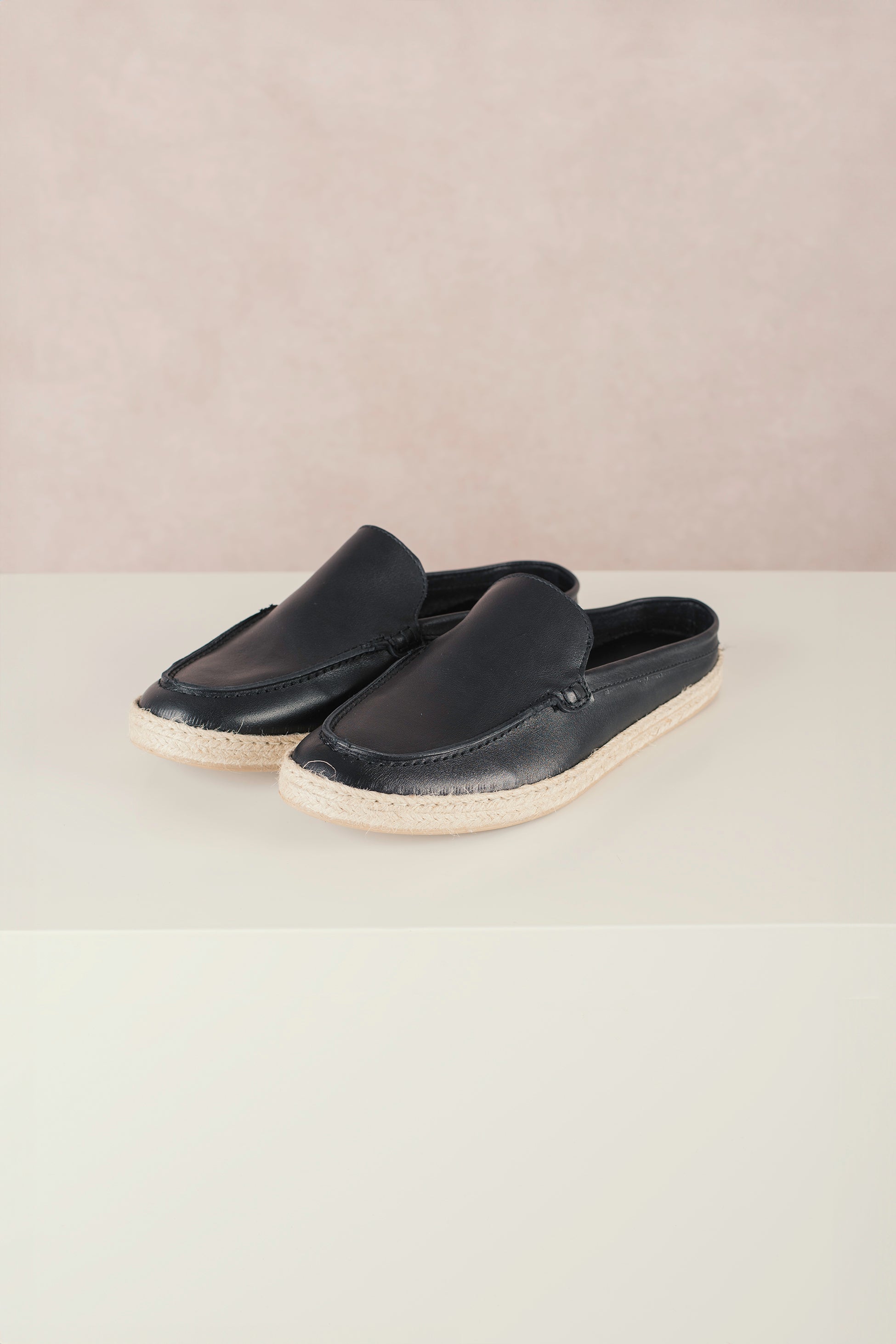 Sabot Espadrillas  In Pelle Nero