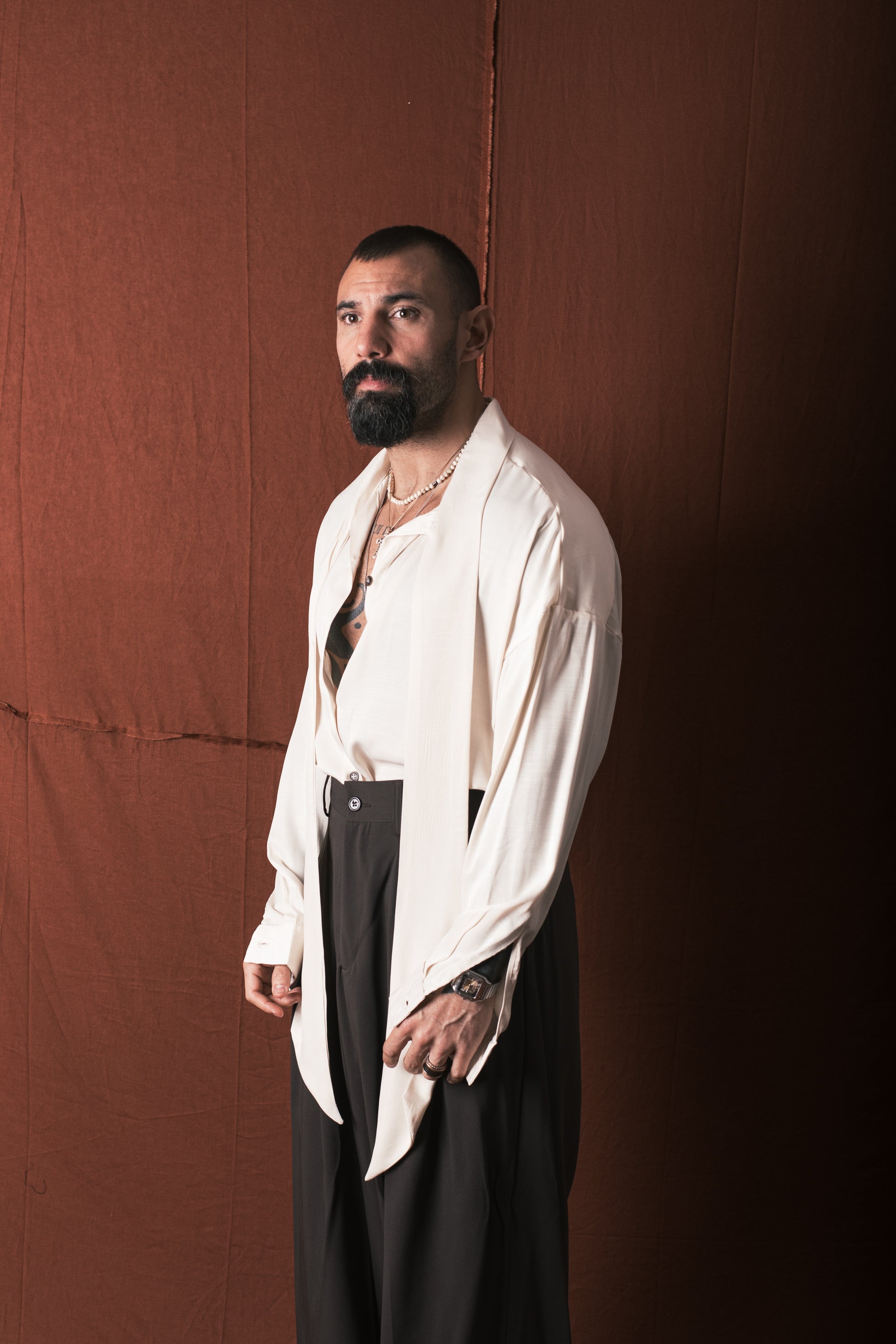 Camicia Con Foulard Avorio