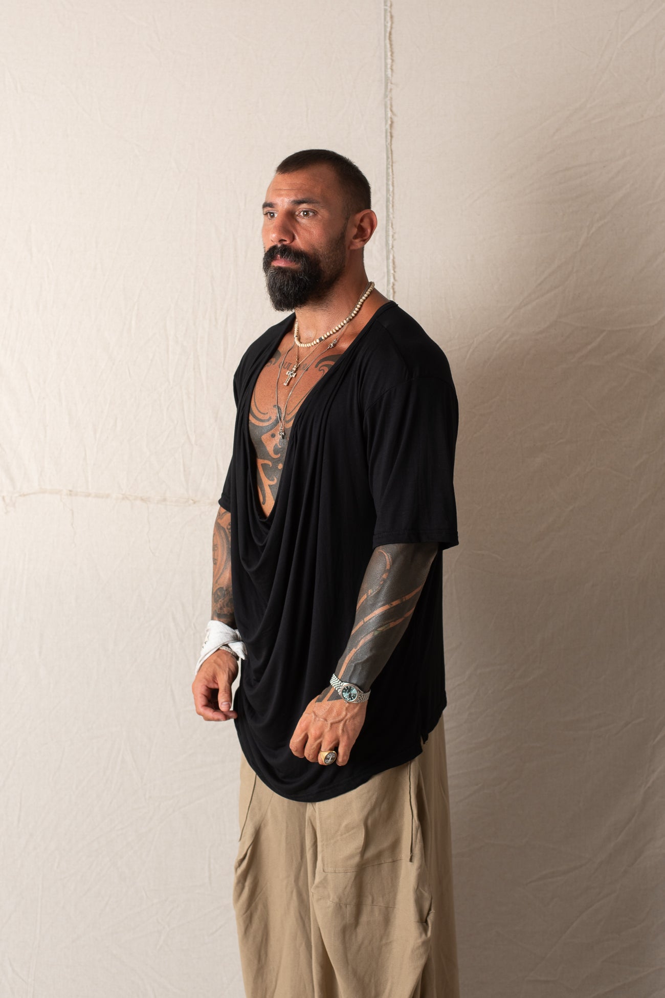 T-Shirt Sciallata Nero