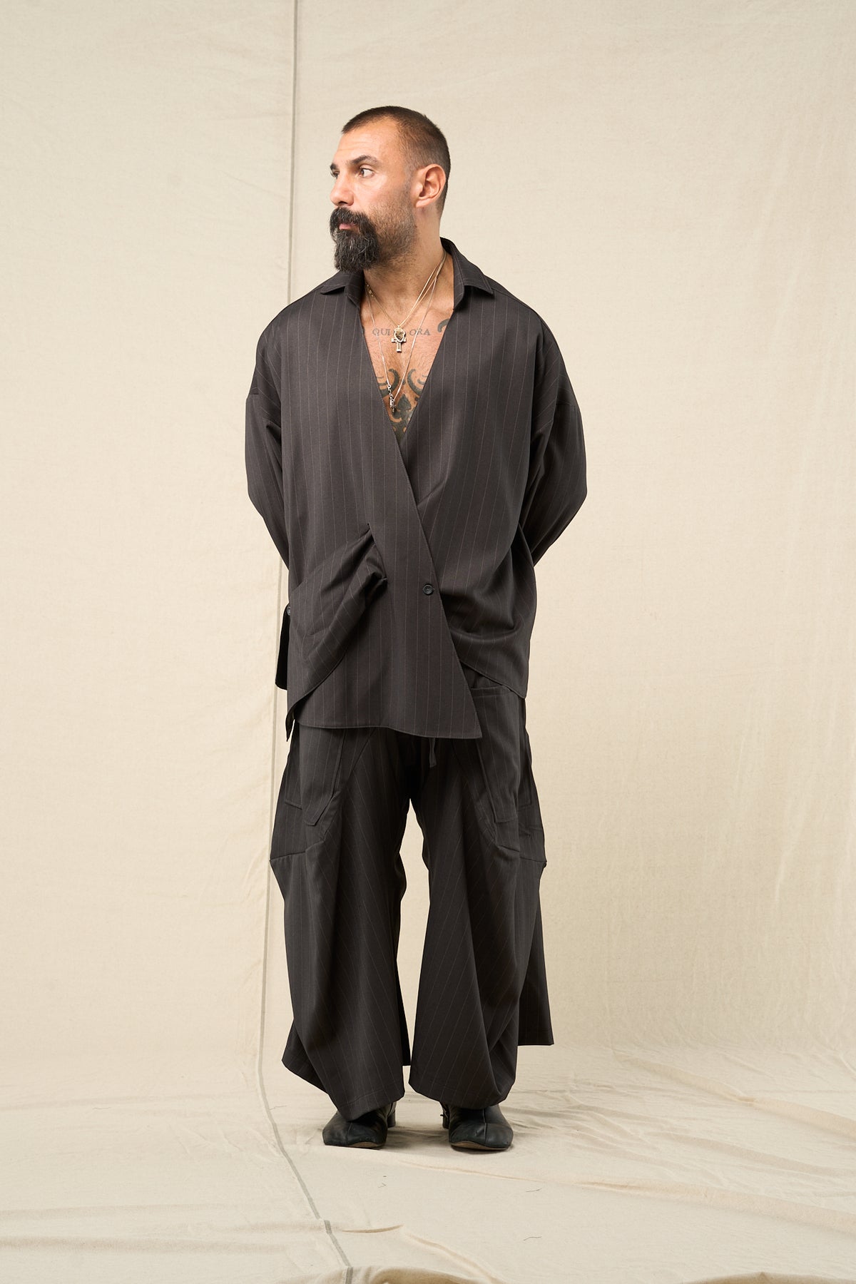 Blazer incrocio  Gessato Antracite