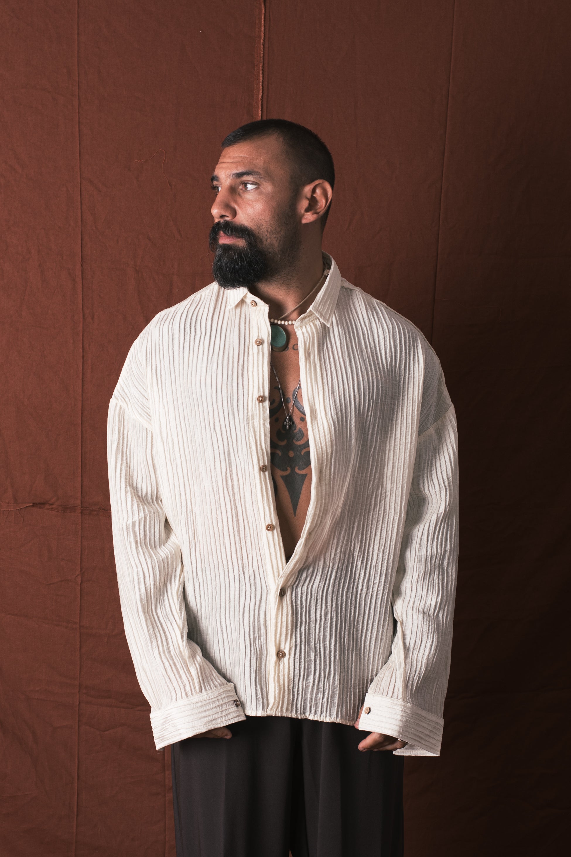 Camicia Plissettata Crema