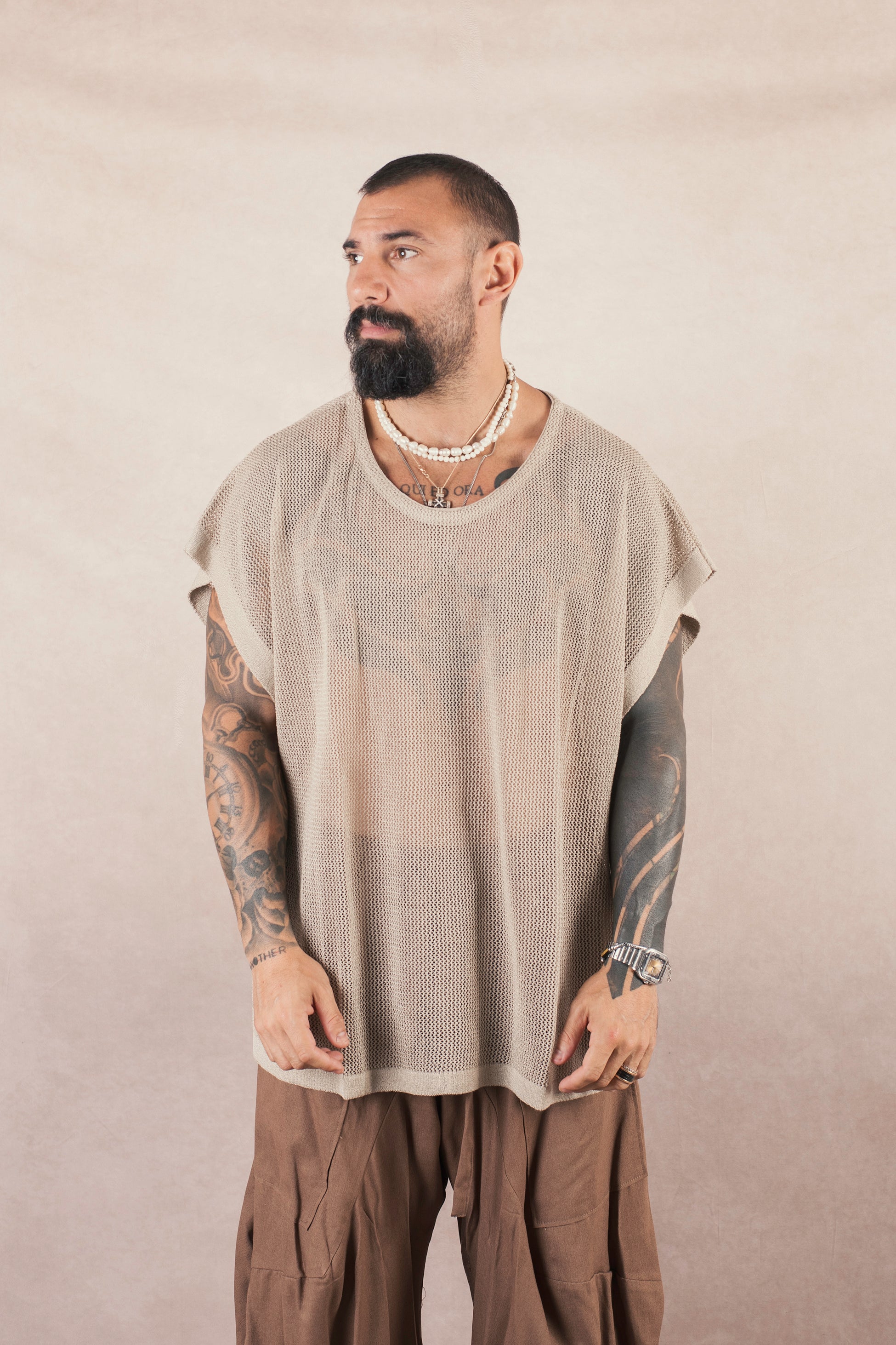 Smanicato Big Over In Maglia Corda