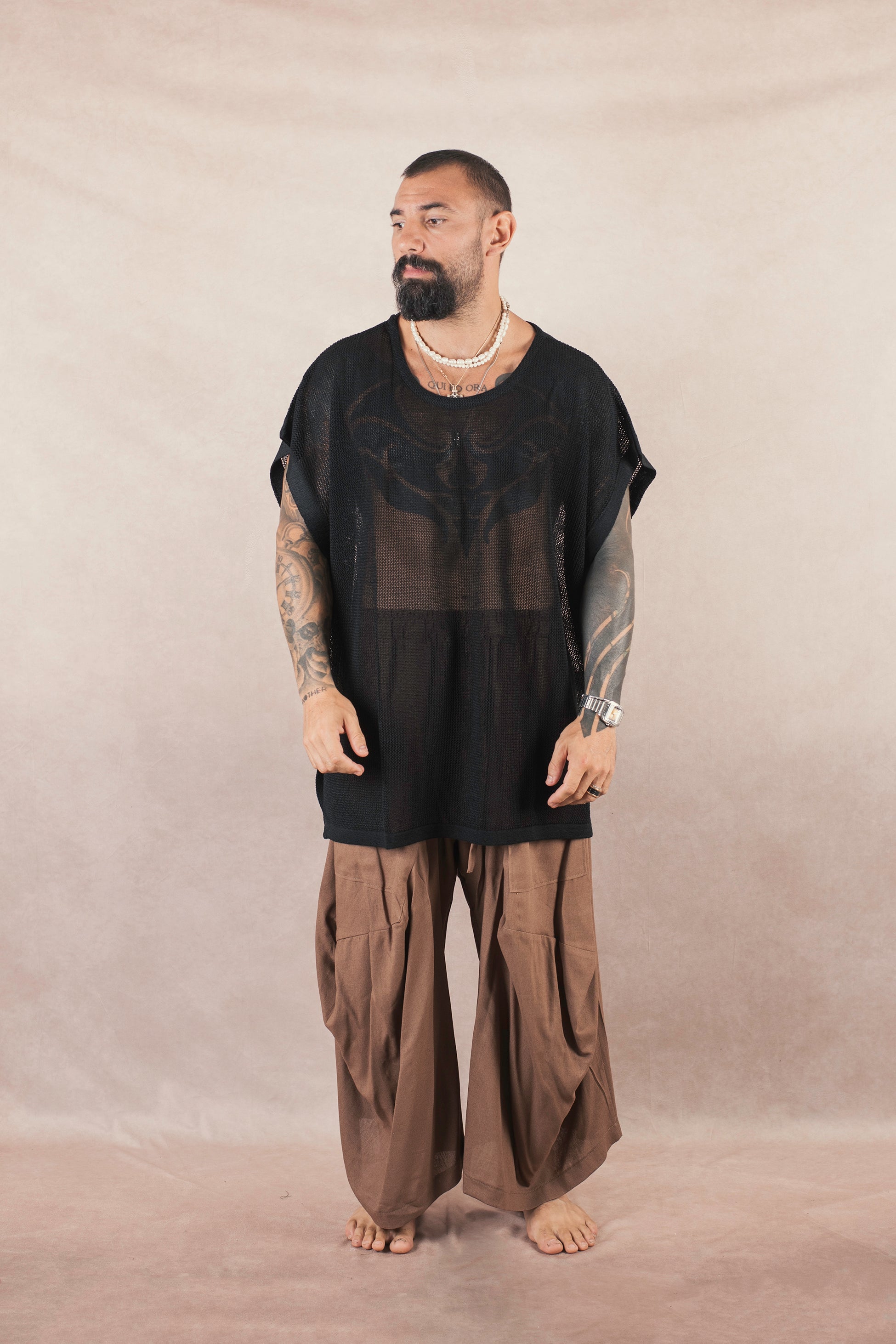 Smanicato Big Over In Maglia Nero