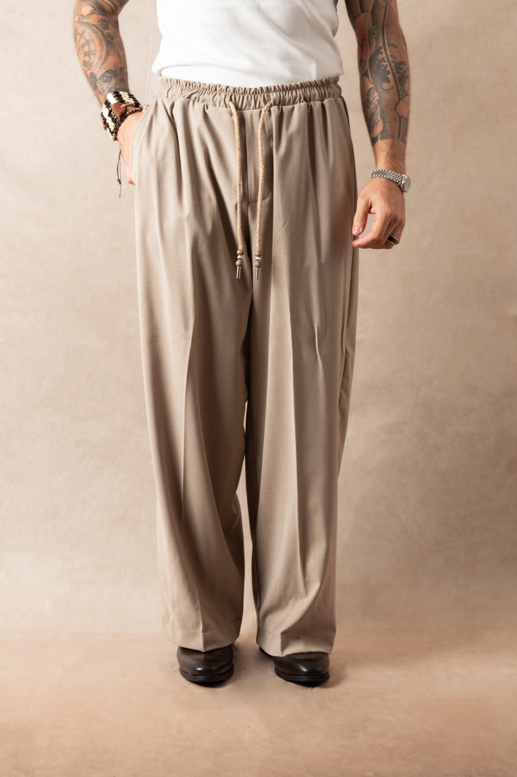 Pantalone Palazzo Elastico Greige