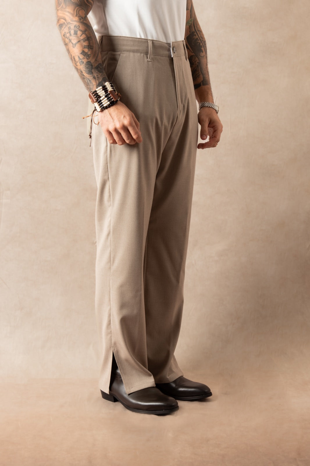 Pantalone Con Spacco Greige