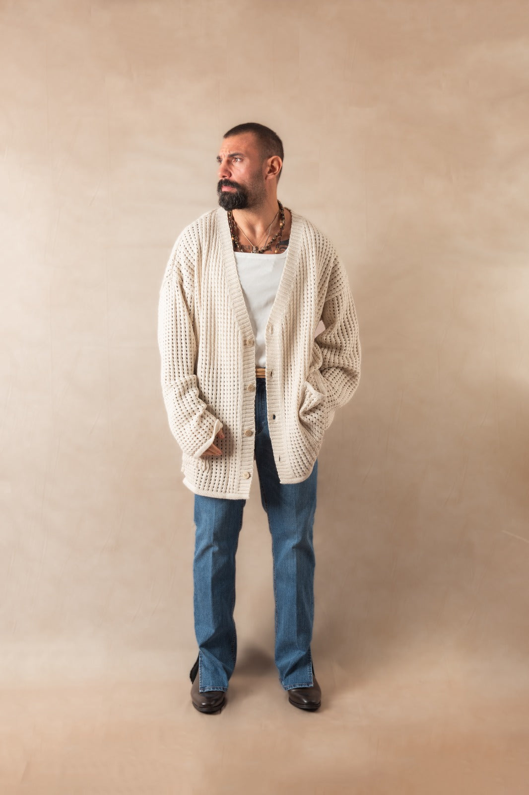 Cardigan Bottone Naturale