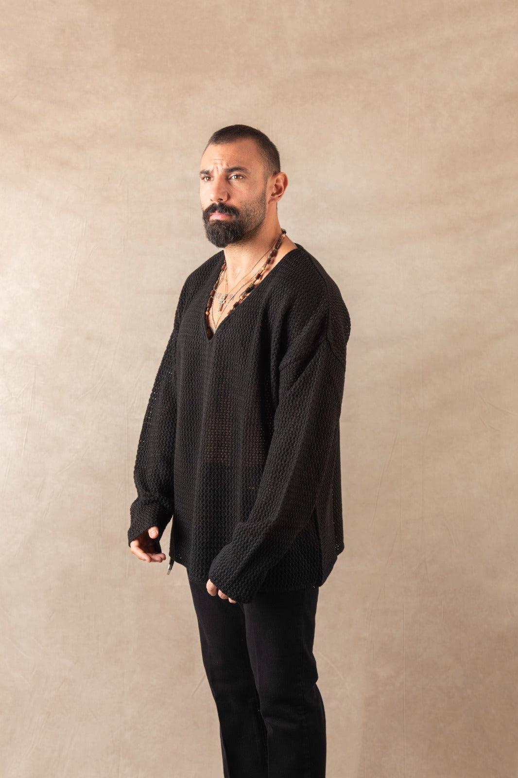 Maglione Scollo V Nero